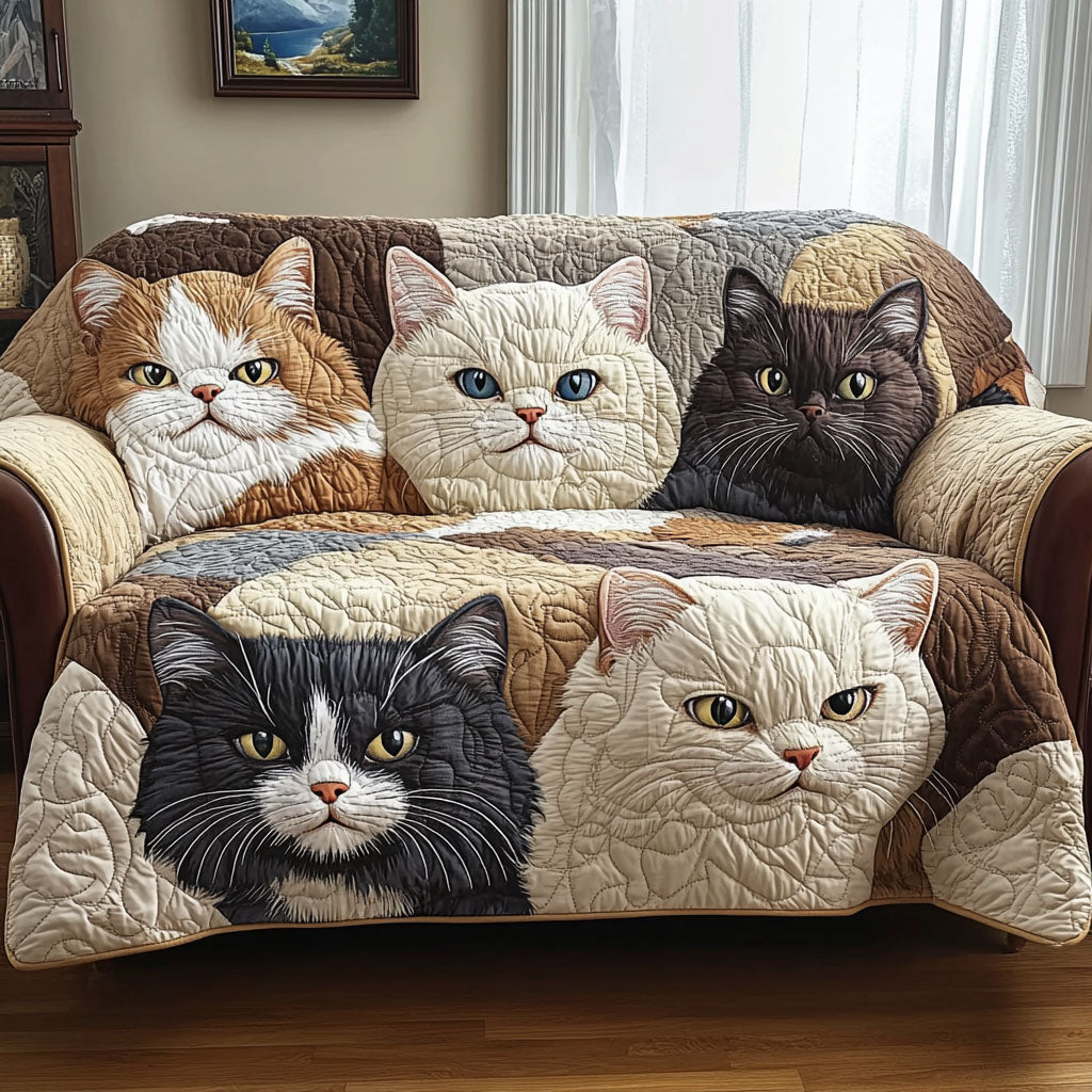 Golden Cat Quilted Sofa Cover Best Slip Cover Sofa Holiday Gifts For Cat Lovers