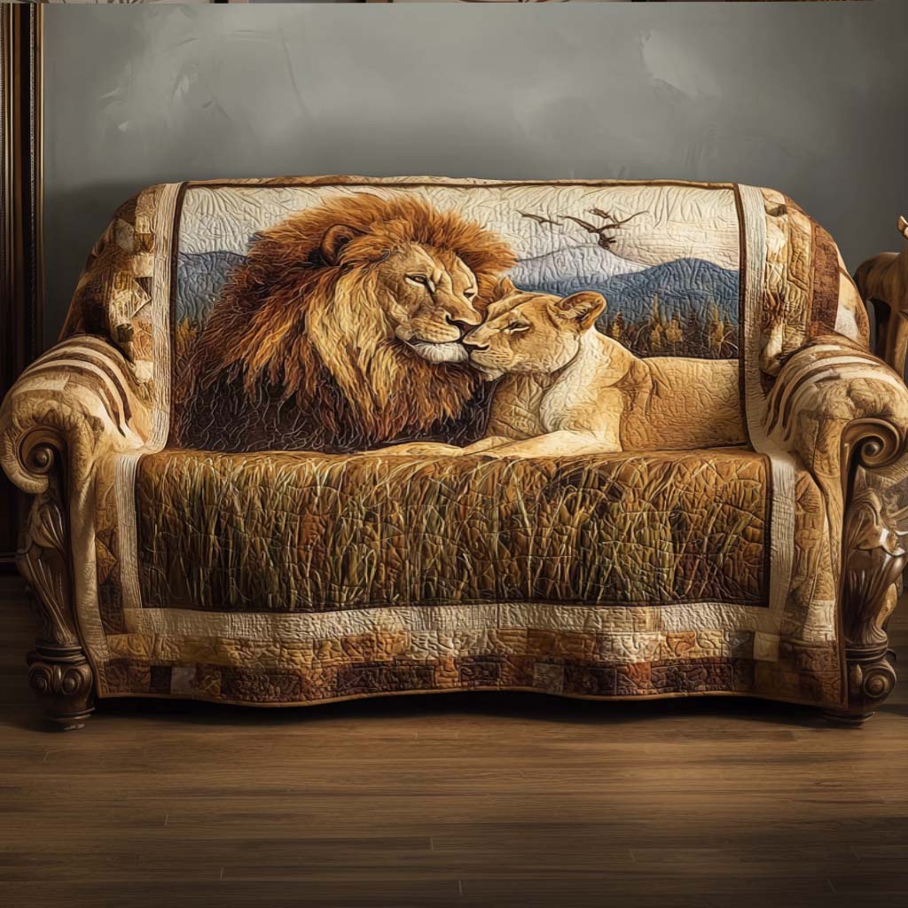 Golden Couple Quilted Sofa Cover Sofa Cover For Couch Lion Gifts For Him