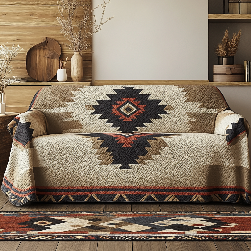 Golden Echo Quilted Sofa Cover Indoor Decor Good Gifts For Mom