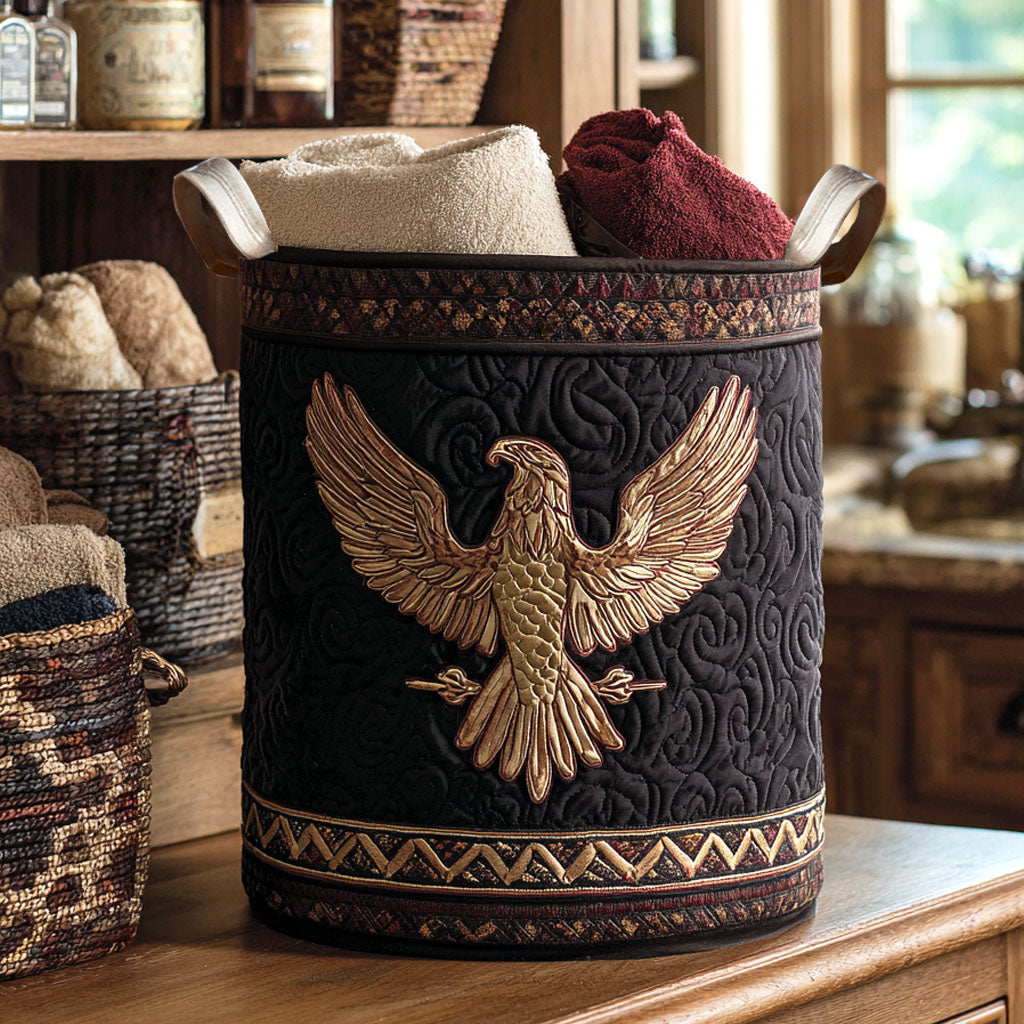 Golden Flight Quilted Laundry Basket Luxury Quilted Laundry Bin Gift for Organized Living