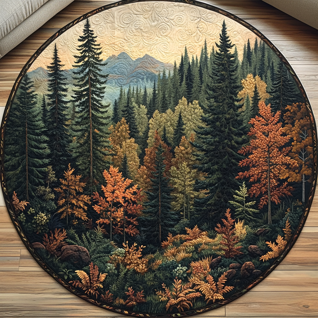 Golden Forest Quilted Round Mat Entrance Way Ideas Fall Autumn Season Gifts