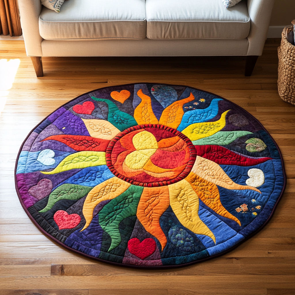 Golden Glow Quilted Round Mat Home Front Door Design Grandparent Christmas Ornaments