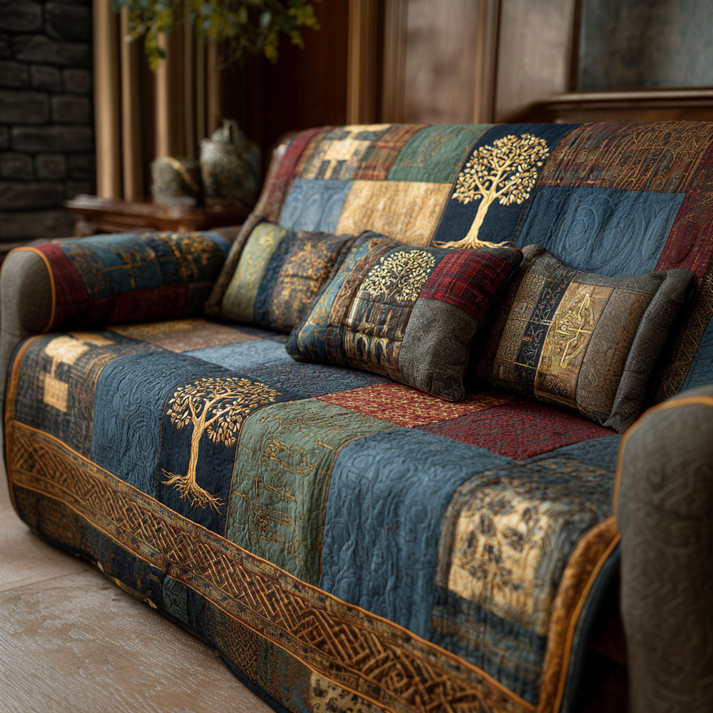 Golden Grove Quilted Sofa Cover Furniture Protectors For Sofas Tree Of Life Gifts For Him