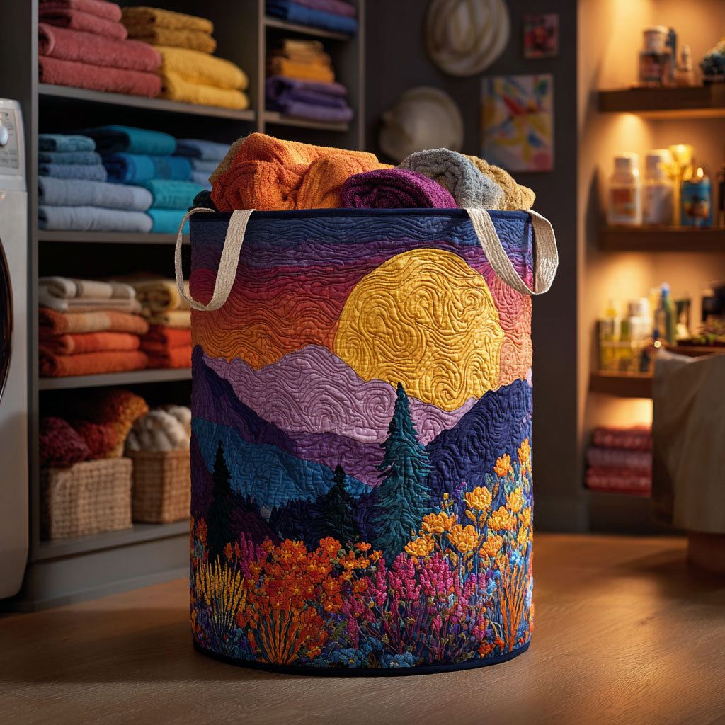 Golden Horizon Quilted Laundry Basket Luxury Quilted Laundry Basket for Elegant Interiors
