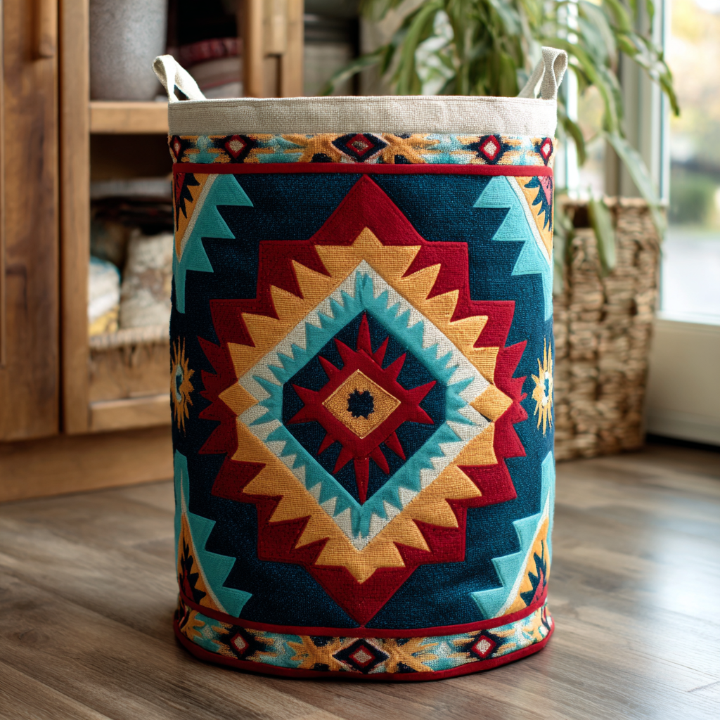 Golden Horizon Quilted Laundry Basket Quilted Fabric Laundry Bin for Organized Living