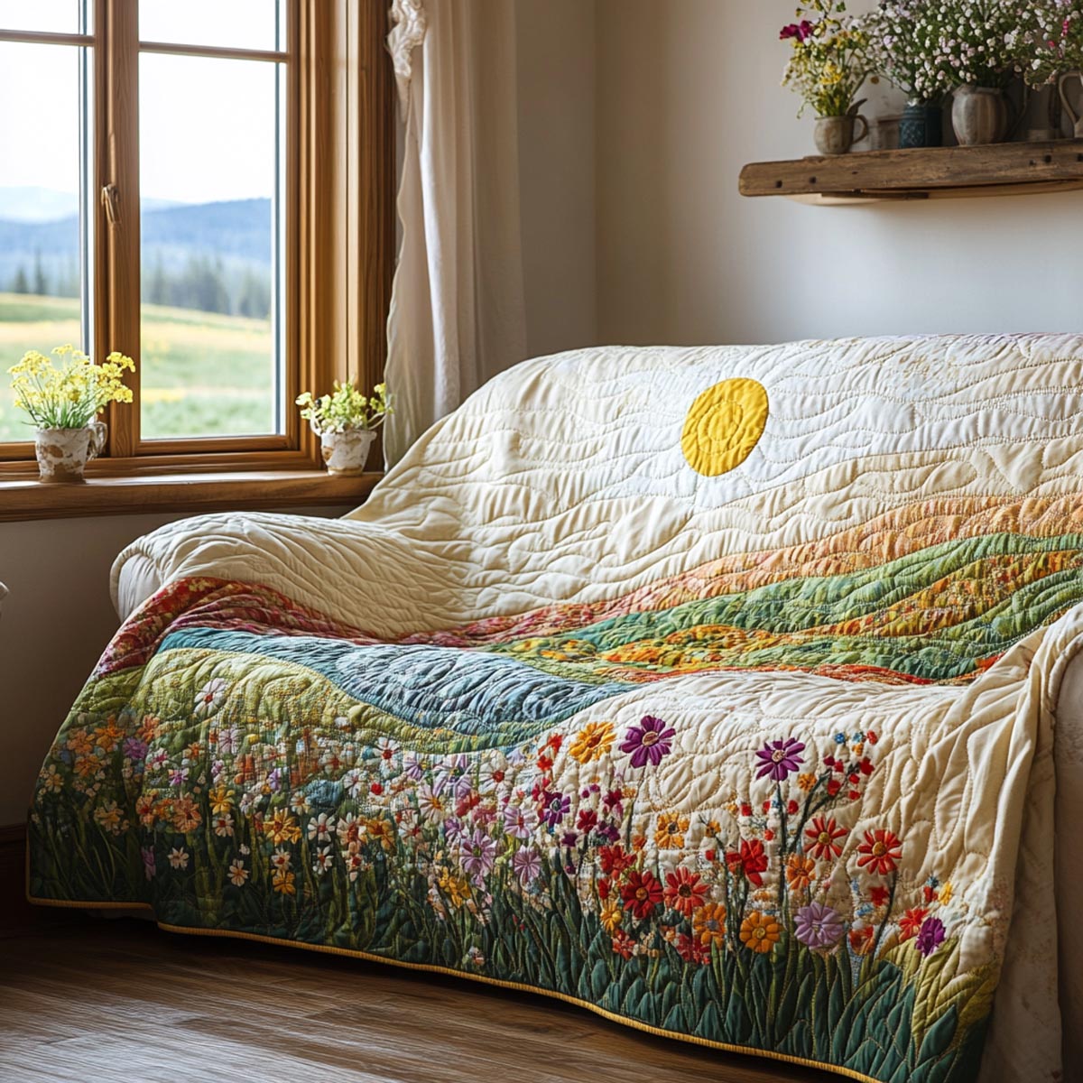 Golden Horizon Quilted Sofa Cover Cool Couch Slipcovers Father'sDay Present Ideas