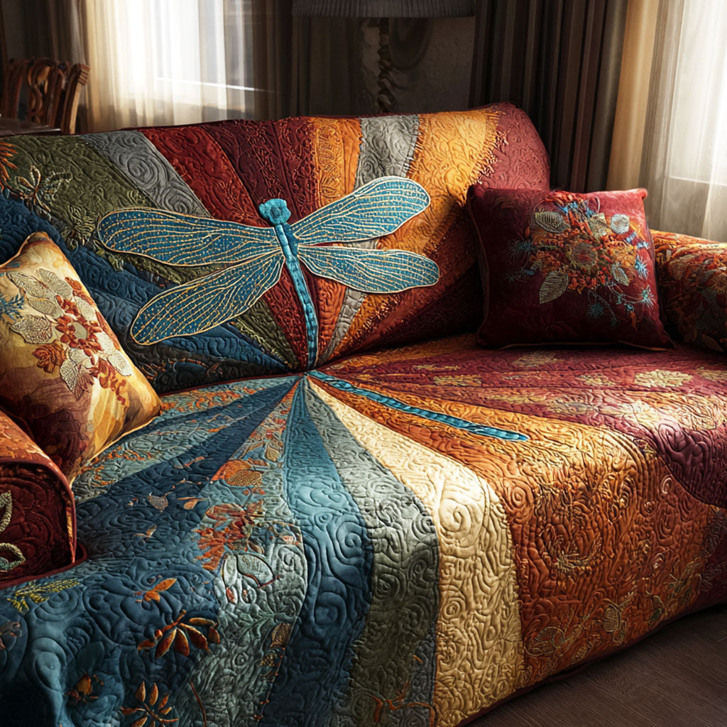 Golden Horizon Quilted Sofa Cover Sofa Seat Covers Birthday Presents For Dragonfly Lovers