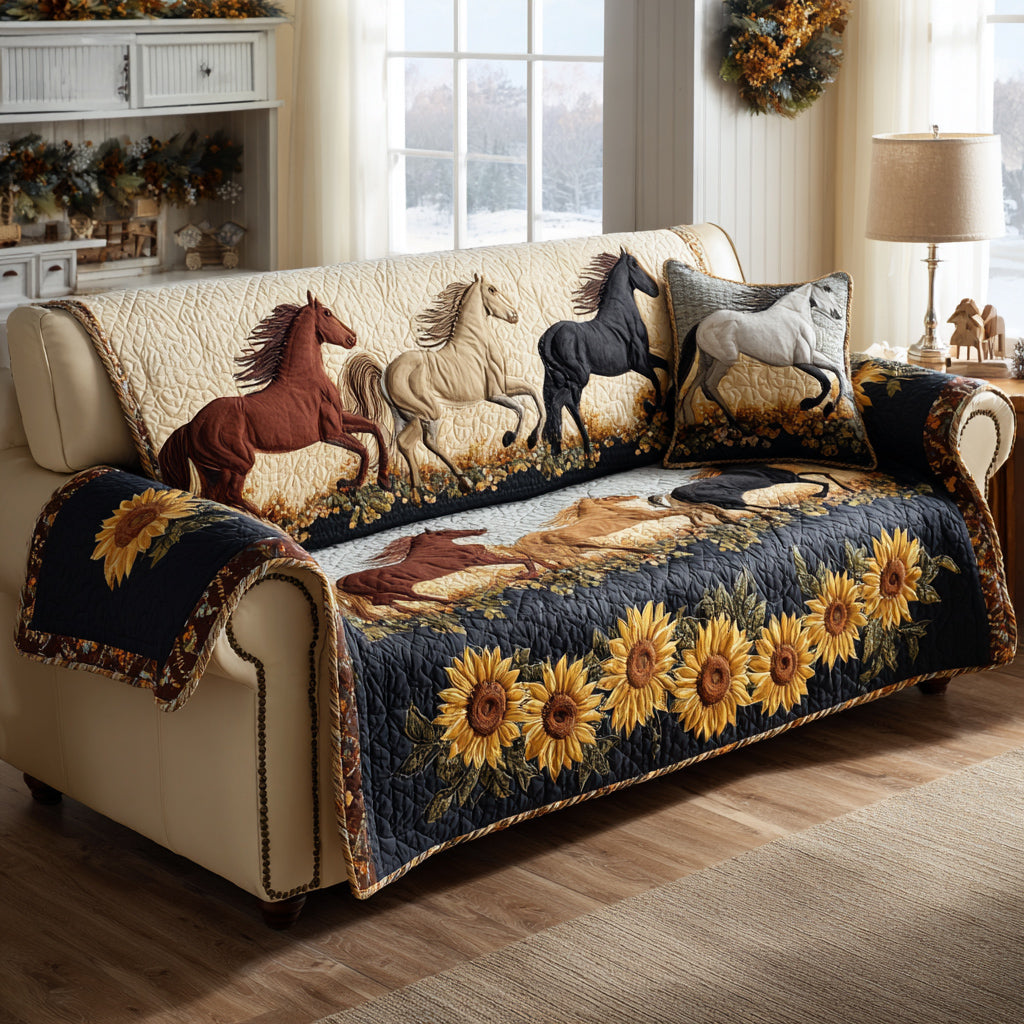 Golden Horse Galaxy Quilted Sofa Cover The Best Couch Slipcovers Gifts For Horse Lovers