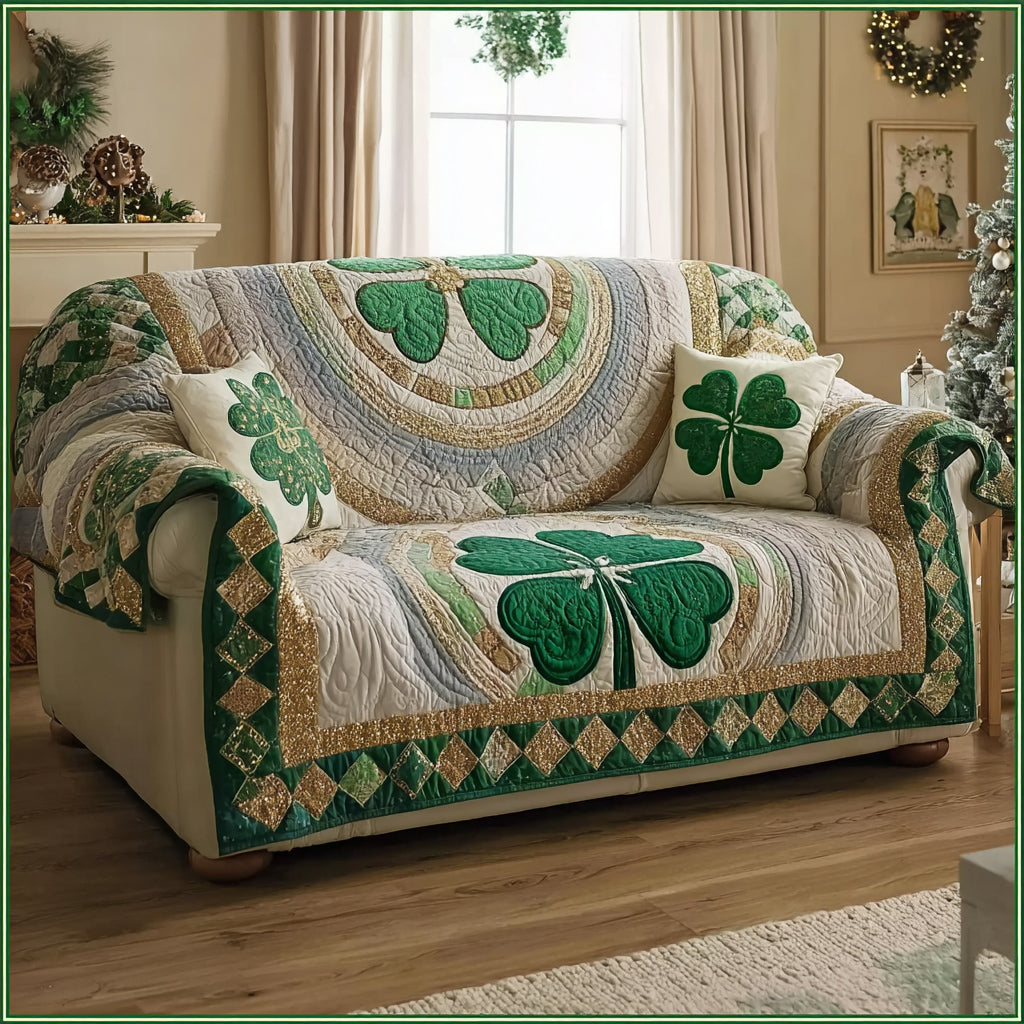 Golden Luck Aura Quilted Sofa Cover The Best Couch Covers St Patrick's Day Gift Ideas