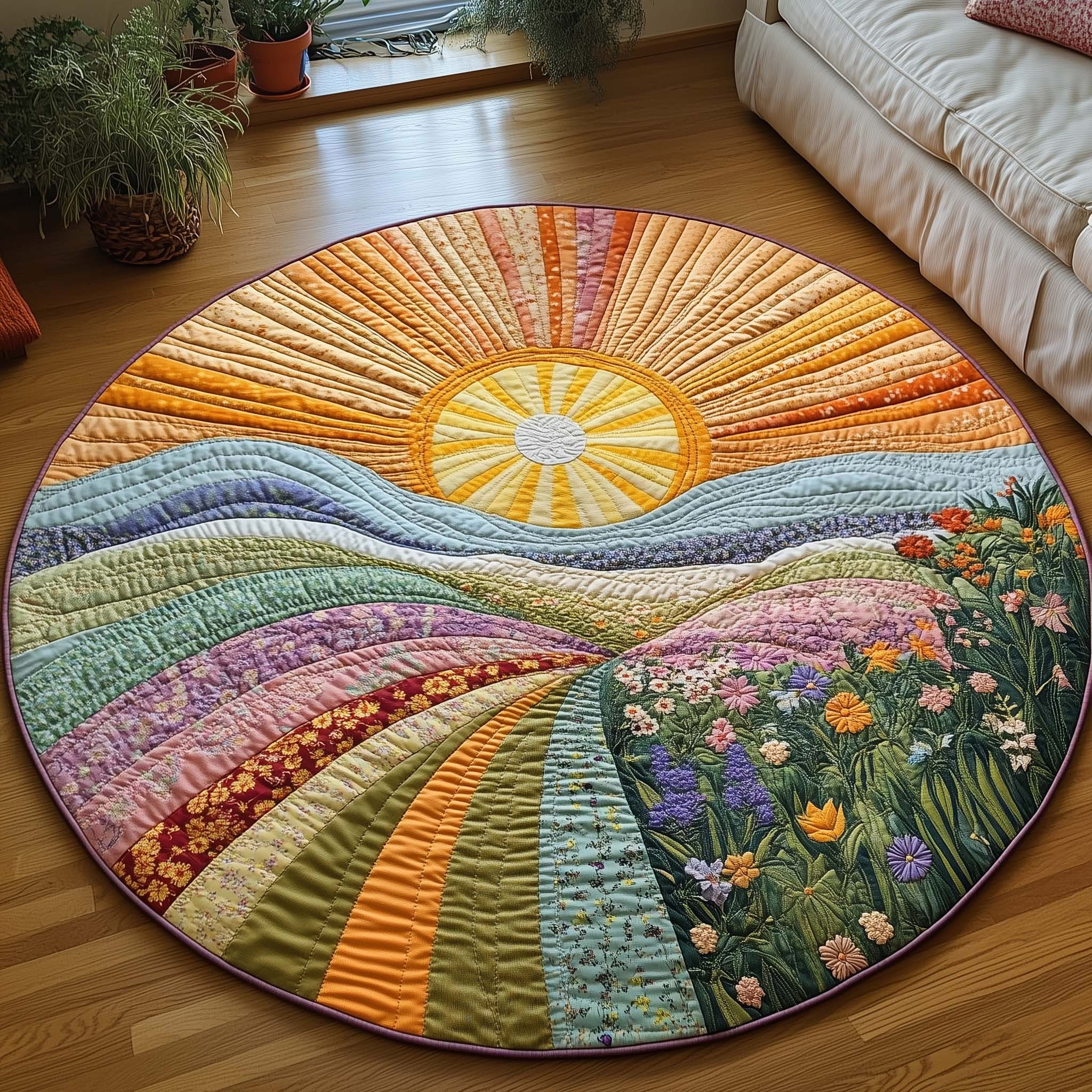 Golden Meadow Quilted Round Mat Home Decor Ideas Nice Gifts Idea For Girlfriend