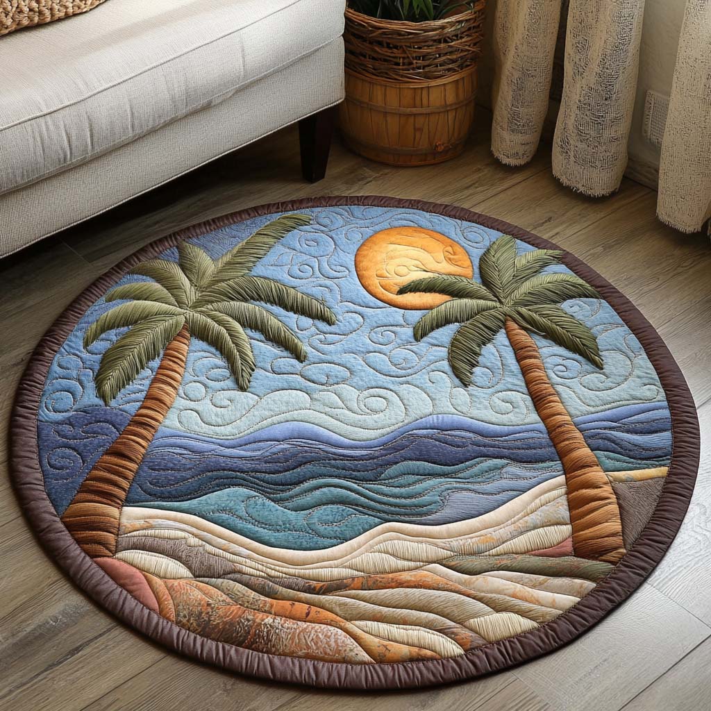Golden Palms Quilted Round Mat Front Door Entryway Ideas Beach Gifts For Men