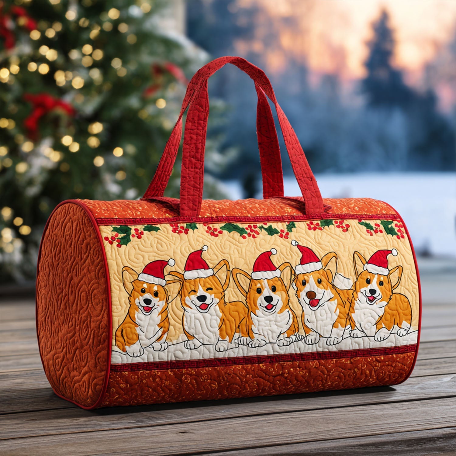 Golden Paws Glow Quilted Duffle Bag Travel Bag Christmas Gifts For Dog Lovers