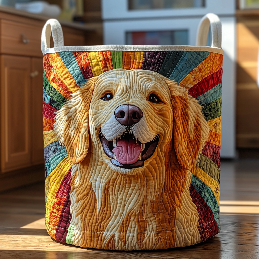 Golden Retriever Quilted Laundry Basket Modern Quilted Laundry Basket Gift for Stylish Homes