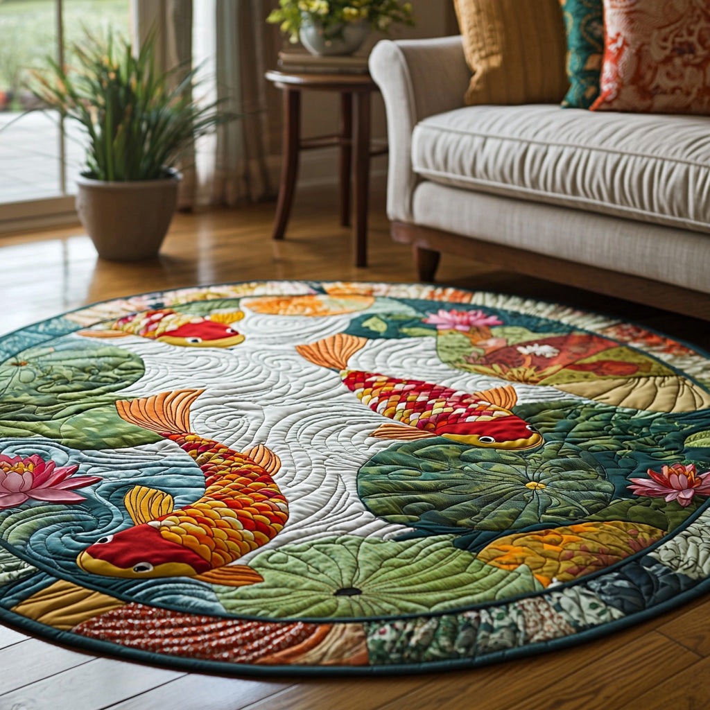 Golden Ripple Quilted Round Mat Front Entryway Ideas Koi Fish Presents