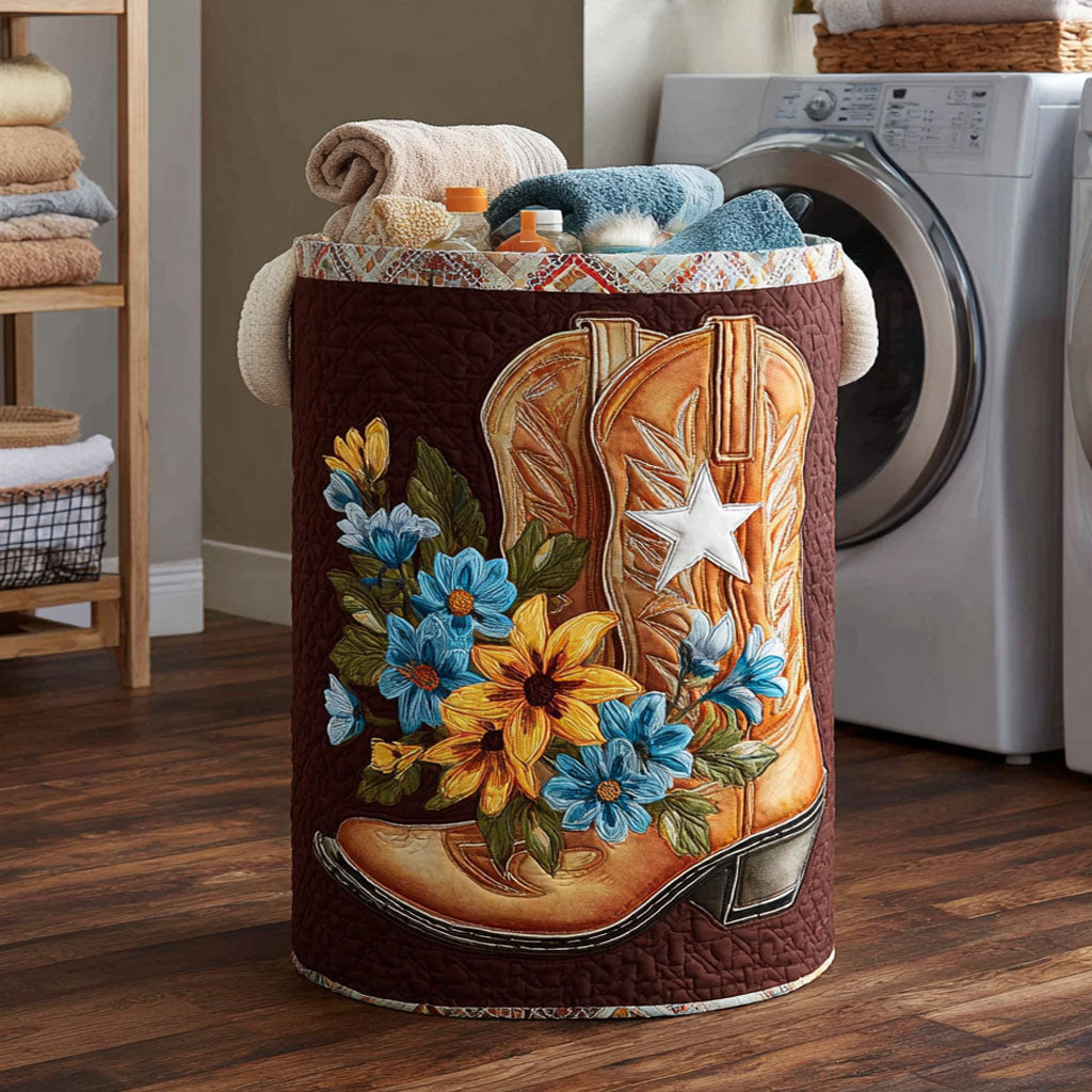 Golden Rodeo Quilted Laundry Basket Elegant Quilted Laundry Tote Gift for Daily Organization