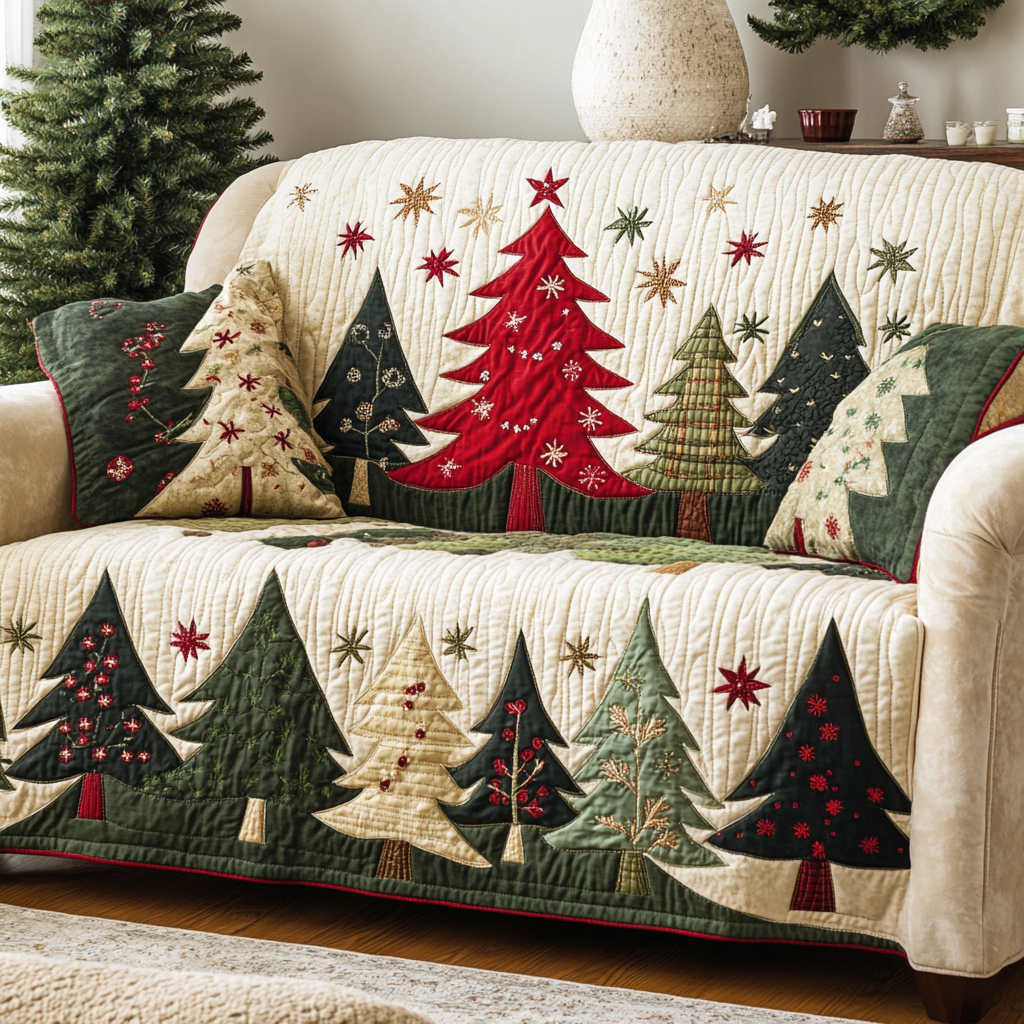Golden Spruce Quilted Sofa Cover Holiday Living Decorations Christmas Gifts For Grandparents