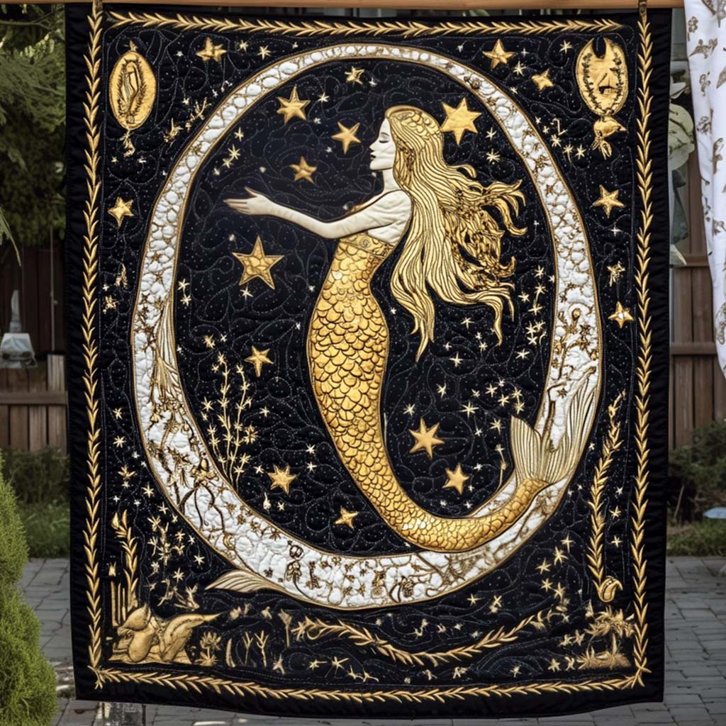 Golden Starry Mermaid Quilted Blanket Best Queen Sheets Mermaid Present Ideas