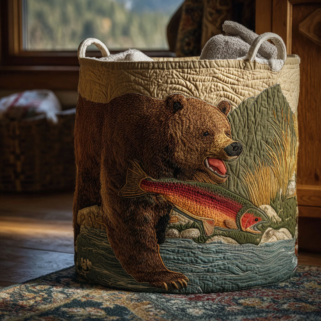 Golden Stream Hunter Quilted Laundry Basket Lightweight Quilted Laundry Bag for Modern Homes