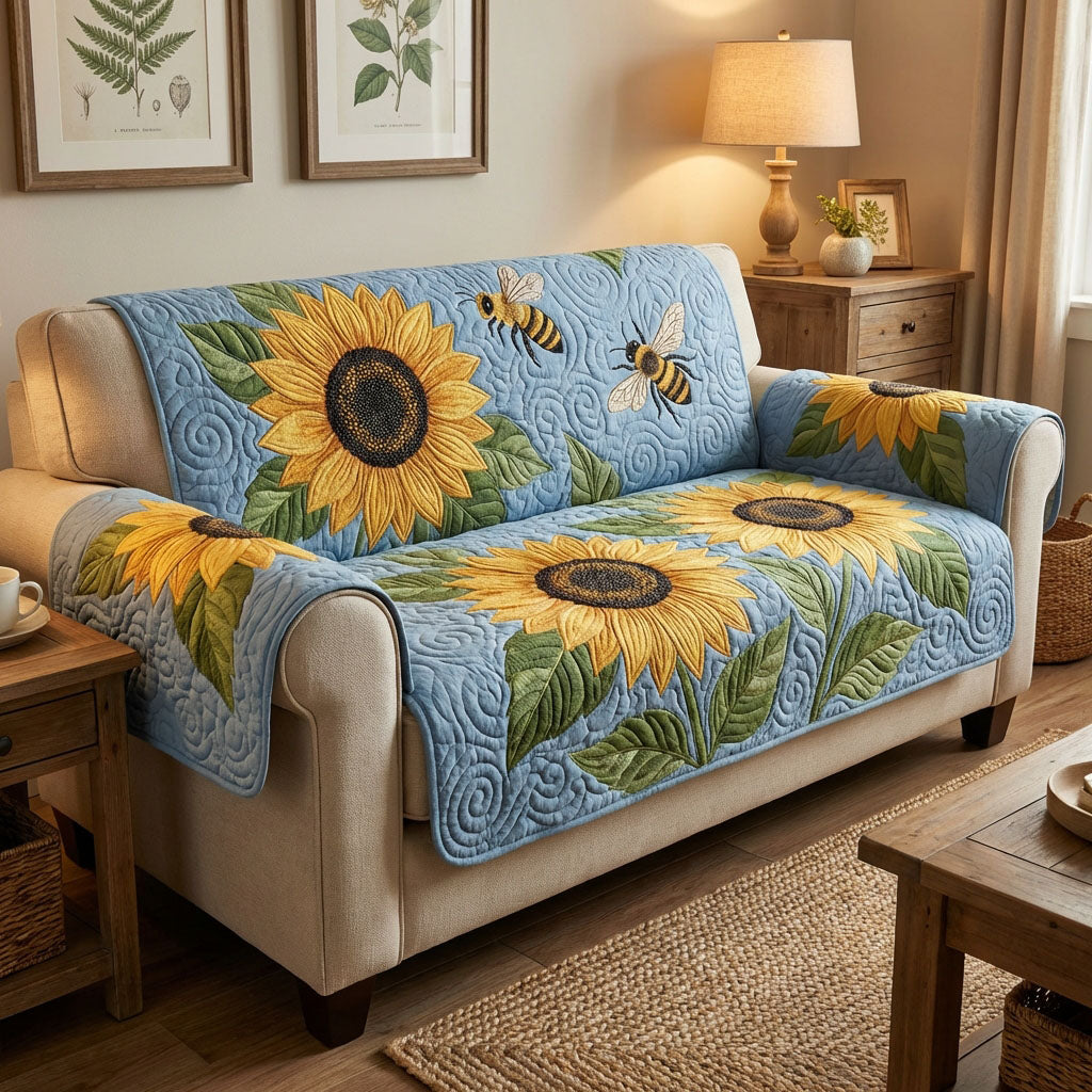 Golden Sun Garden Quilted Sofa Cover The Best Couch Covers Sunflower Gifts For Women