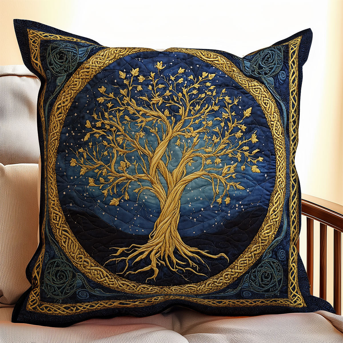 Golden Tree Elegance Quilt Pillow Case Sofa Pillow Covers Saint Patrick'S Day Gifts