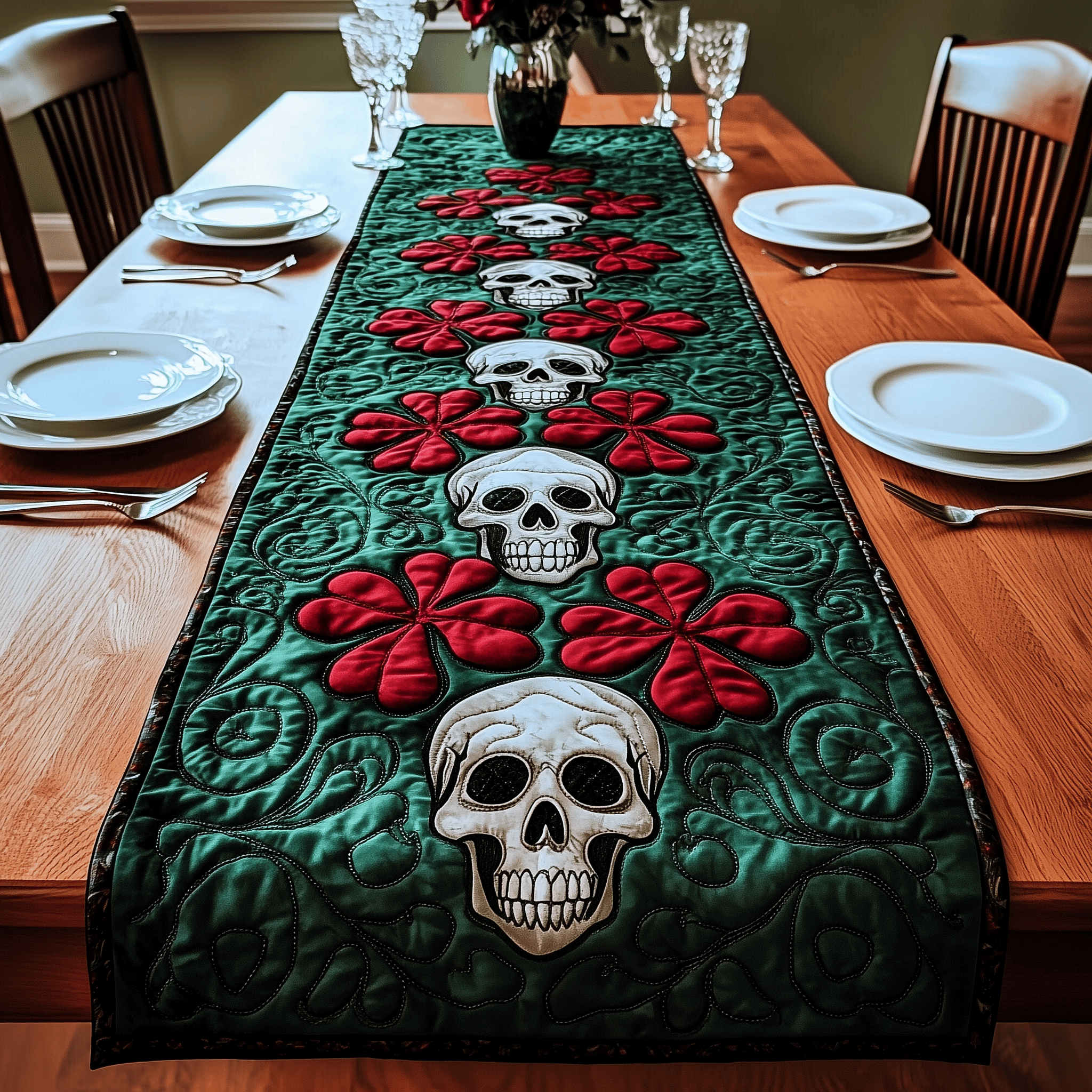Gothic Shamrock Quilted Table Runner Patrick's Day Present Ideas For Boyfriend