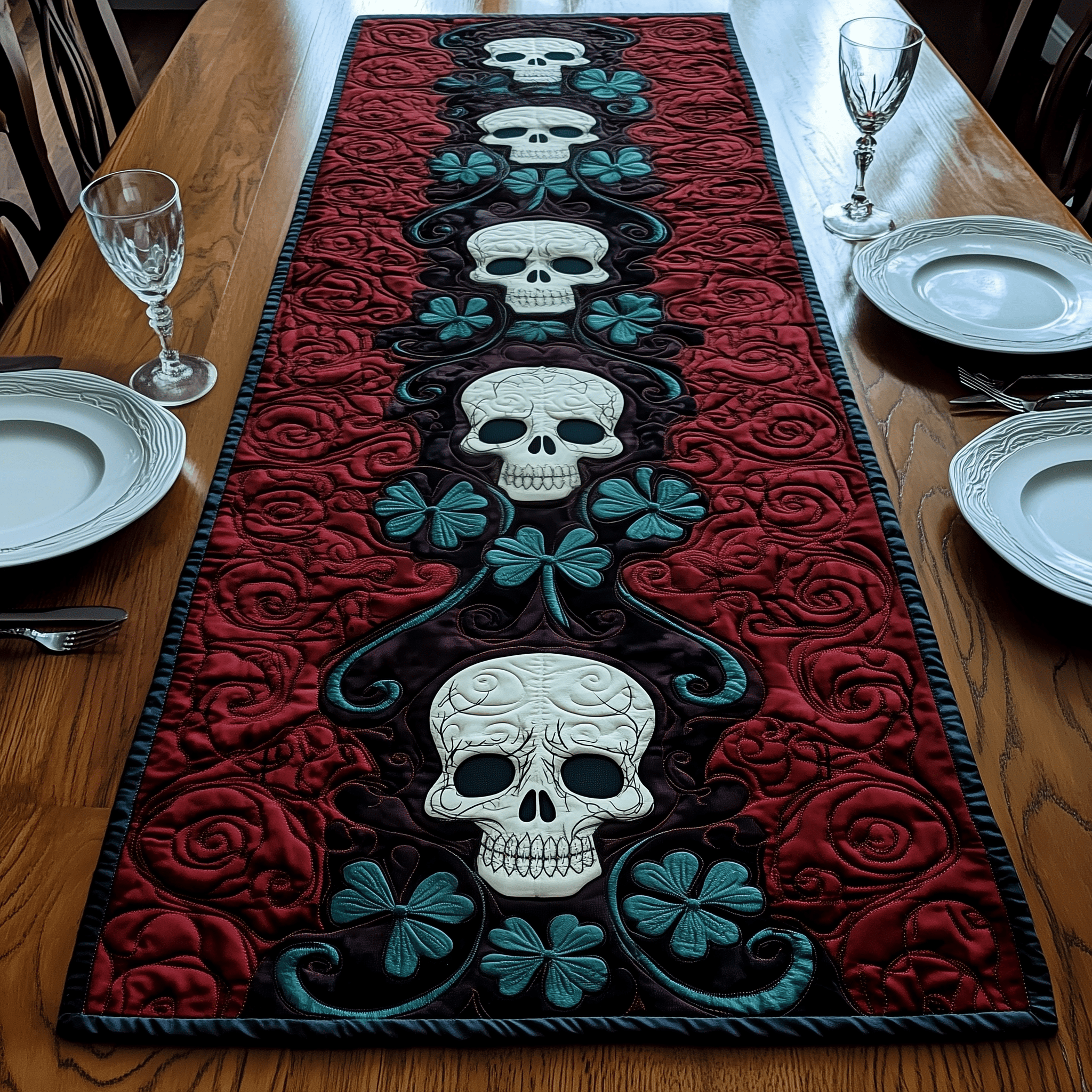 Gothic Shamrock Quilted Table Runner Patrick's Day Present Ideas For Wife