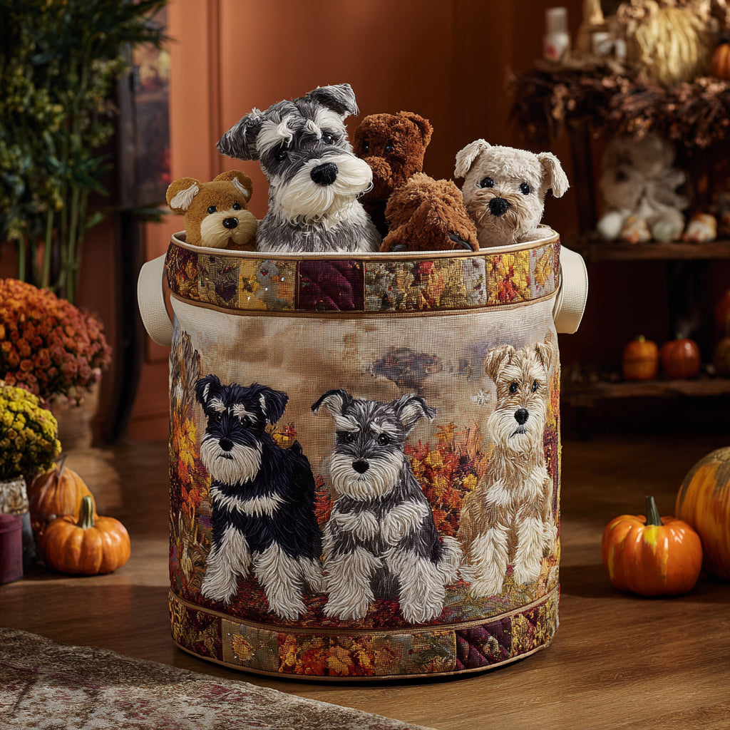 Graceful Pup Quilted Laundry Basket Modern Quilted Laundry Basket for Minimalist Decor