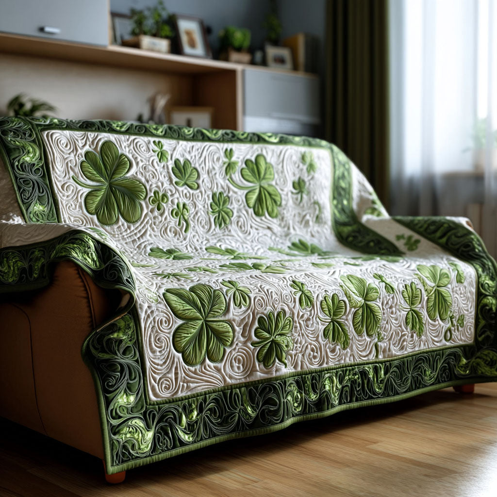 Green Embrace Quilted Sofa Cover Sofa Cover Couch Good St Patrick's Day Gifts