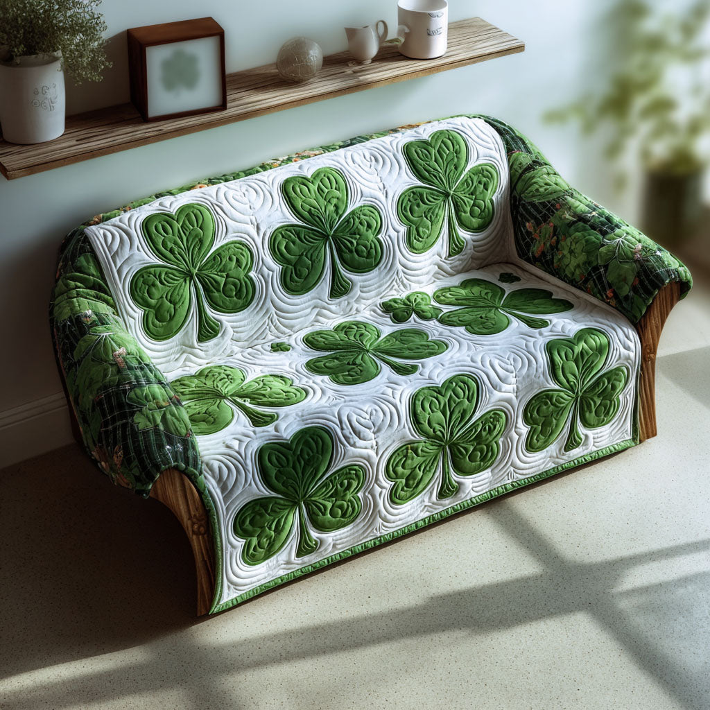 Green Fortune Quilted Sofa Cover Best Sofa Covers Paddys Day Gifts