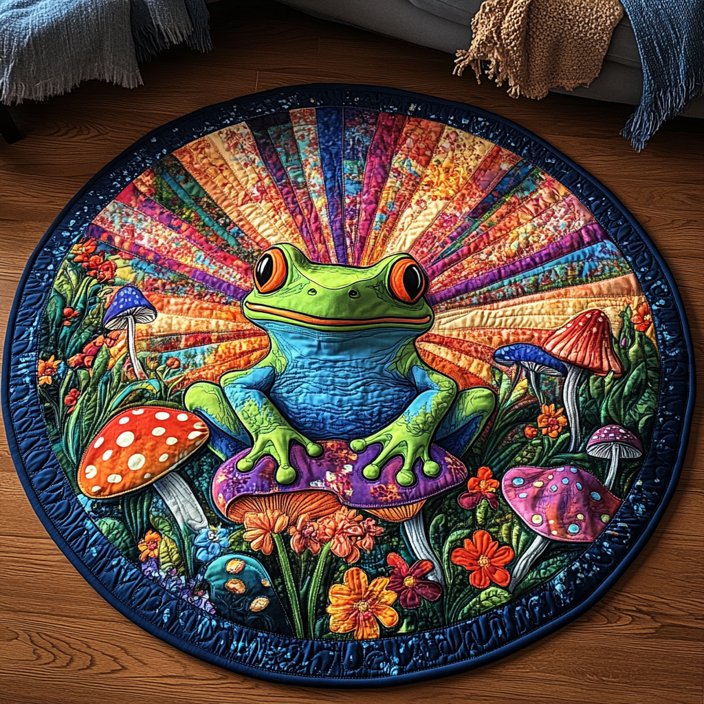Green Grove Quilted Round Mat Front Entryway Ideas Frog Gifts For Him