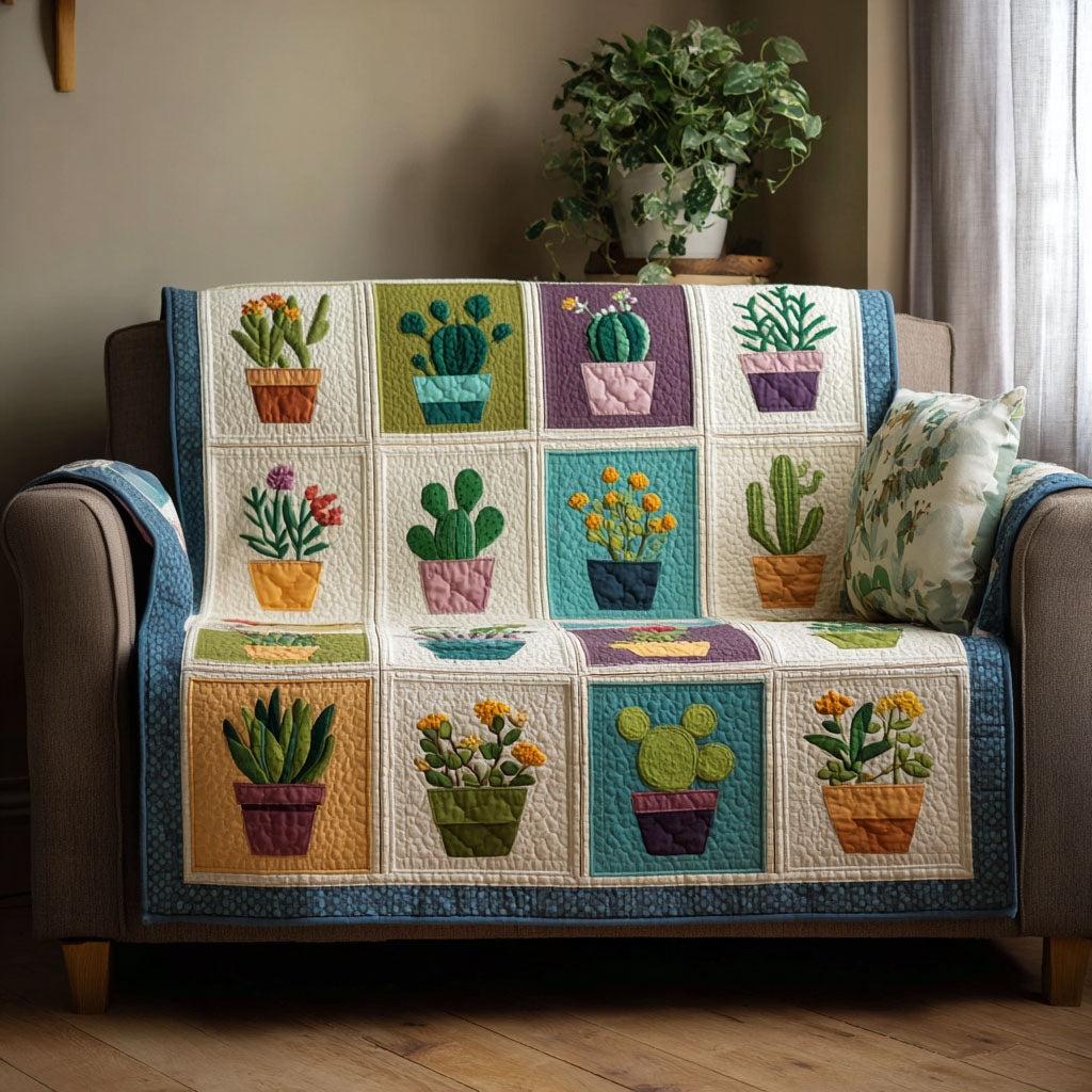 Green Haven Quilted Sofa Cover Couch Cover Sofa Cactus Gifts For Mom Mother's Day