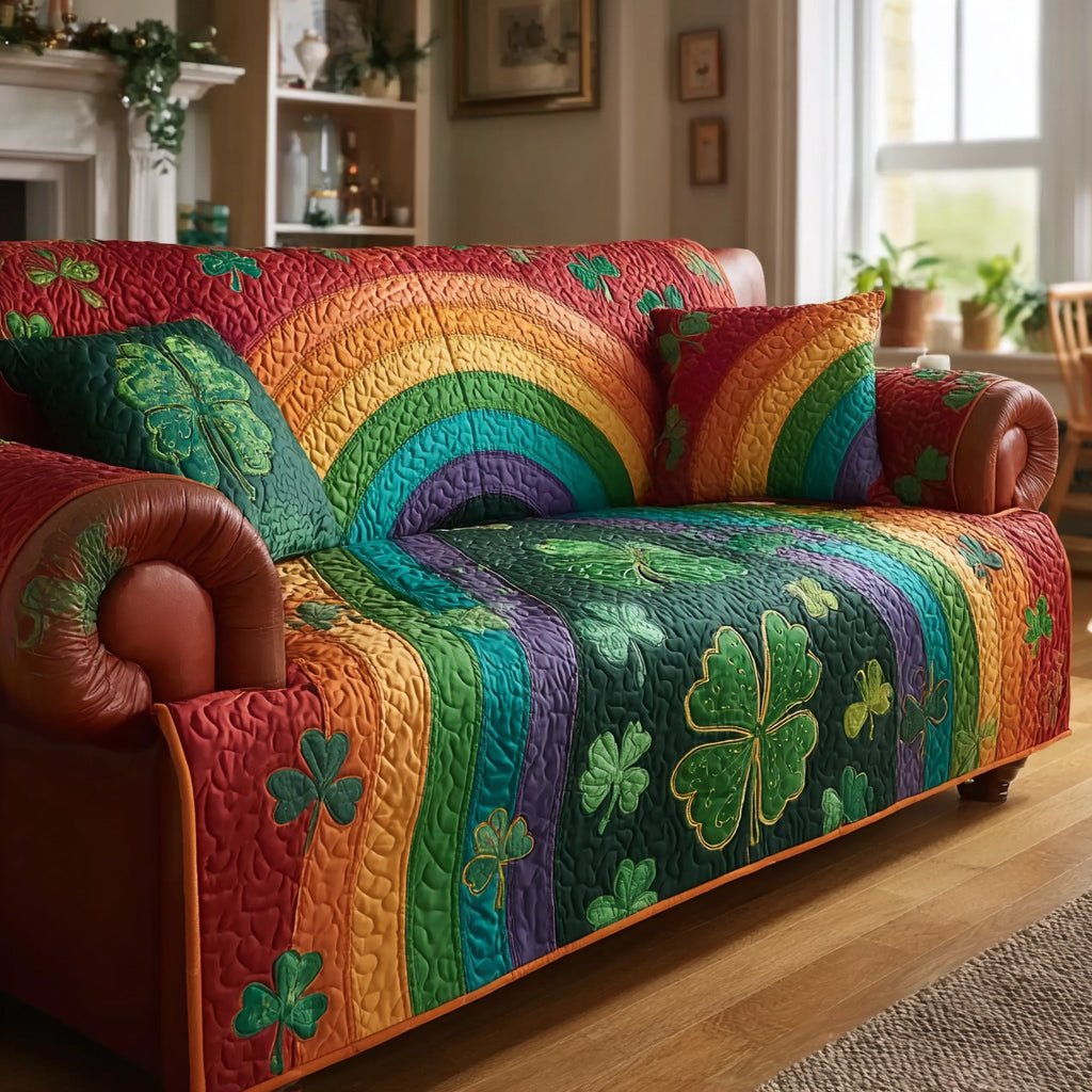 Green Haven Soul Quilted Sofa Cover The Best Sofa Covers St Pattys Day Gifts