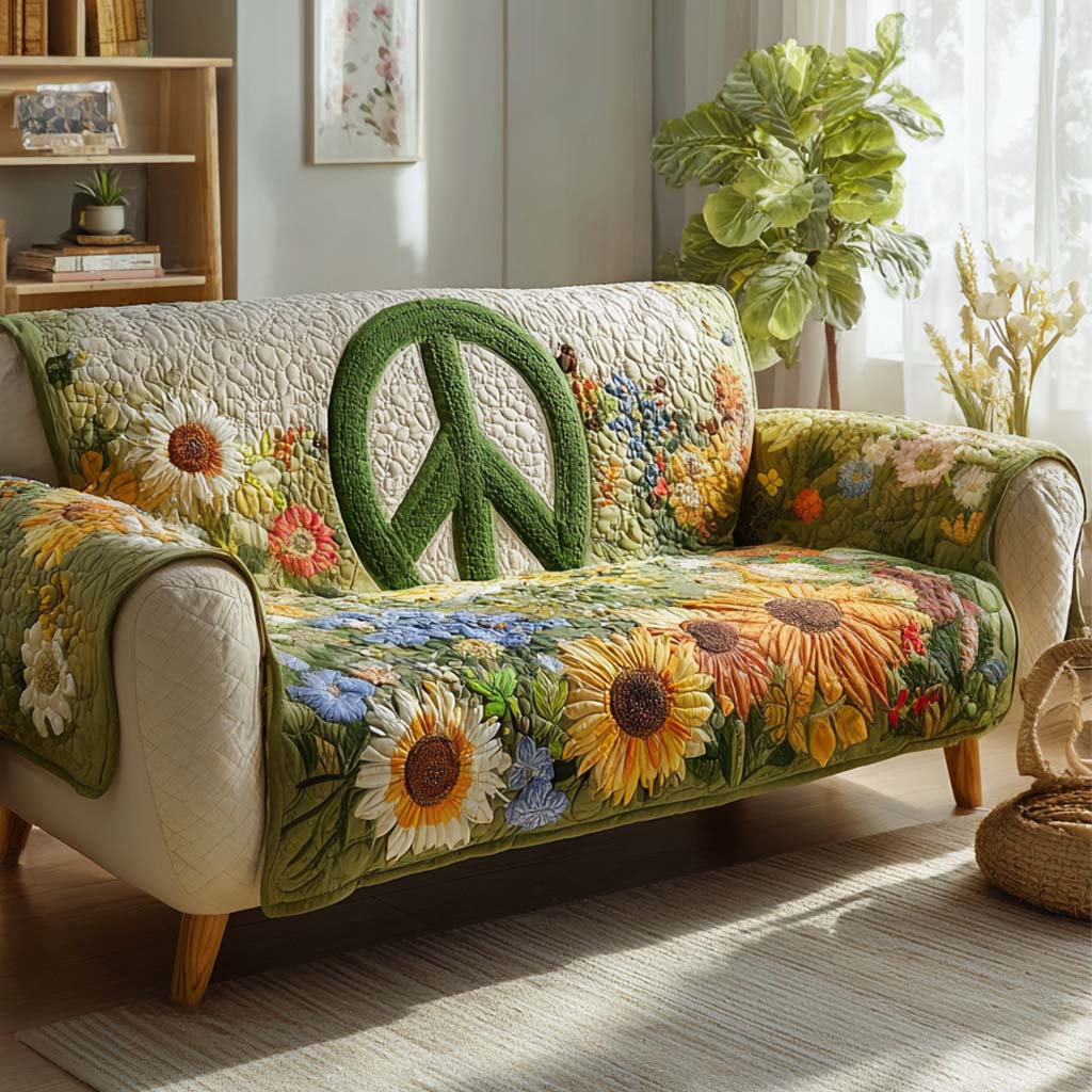 Green Meadow Harmony Quilted Sofa Cover Living Room Decor Ideas Gift Ideas For Mom