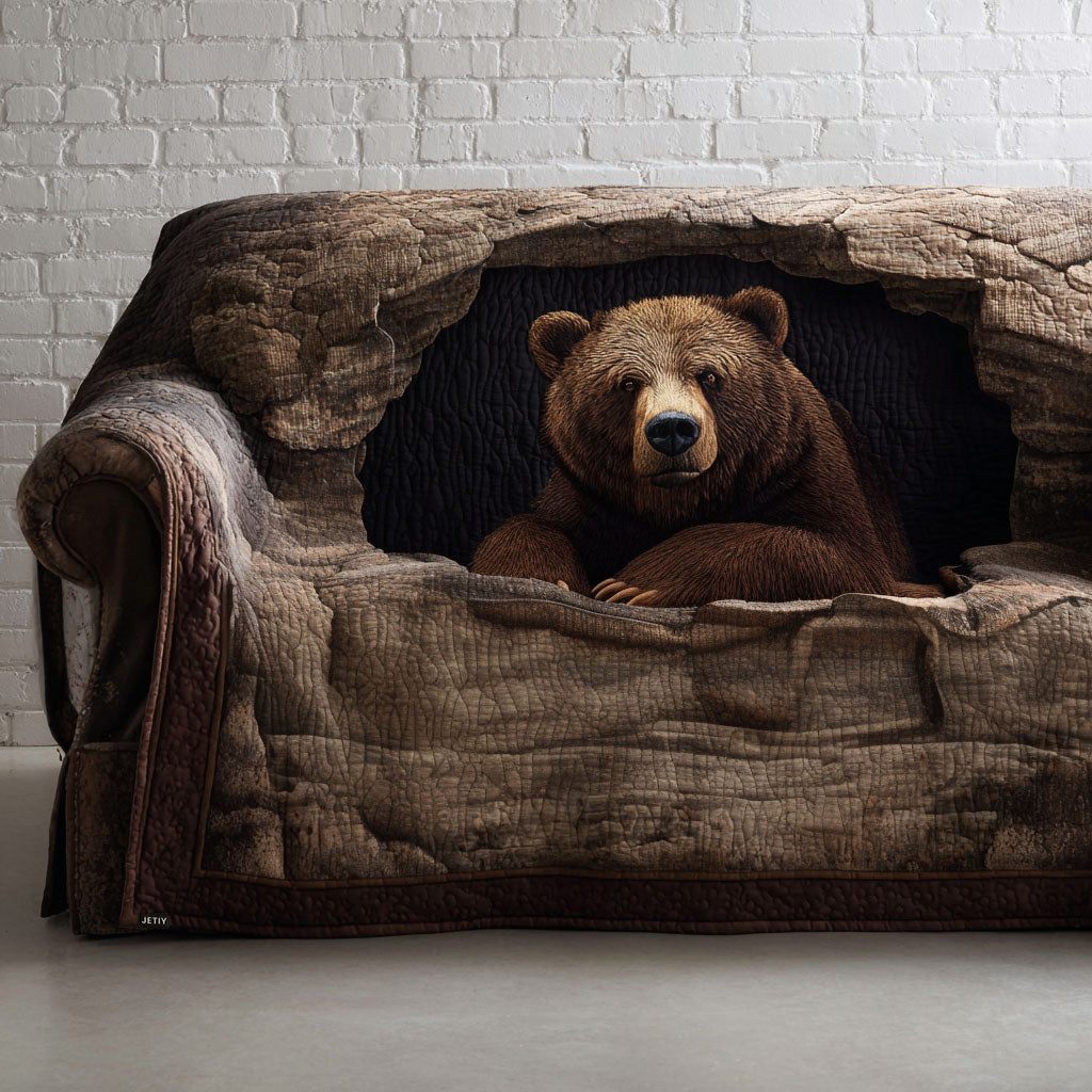 Grizzly Rest Quilted Sofa Cover Seat Covers For Couches Nature Lover Gift Ideas