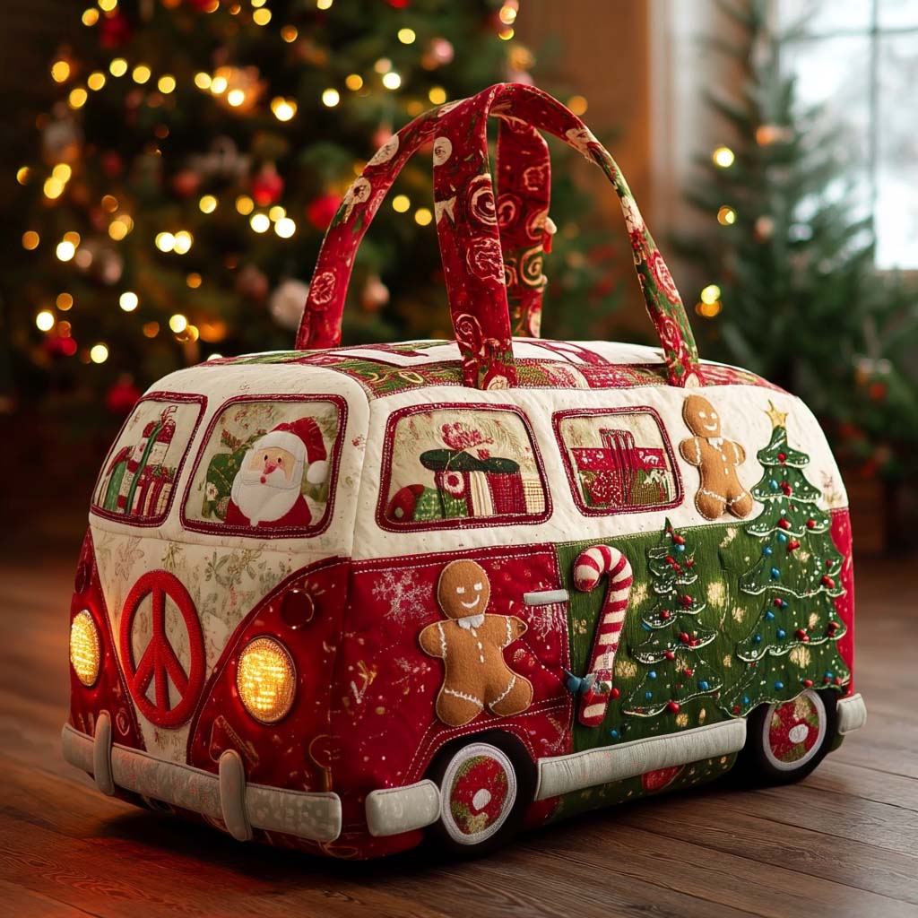 Groovy Christmas Trip Quilted Duffle Bag Trendy Duffel Bags Christmas Ideas For Girlfriend