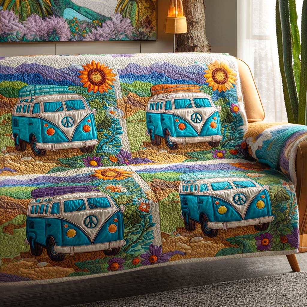 Groovy Miles Quilted Sofa Cover Home Decor Gifts For Hippie Friends