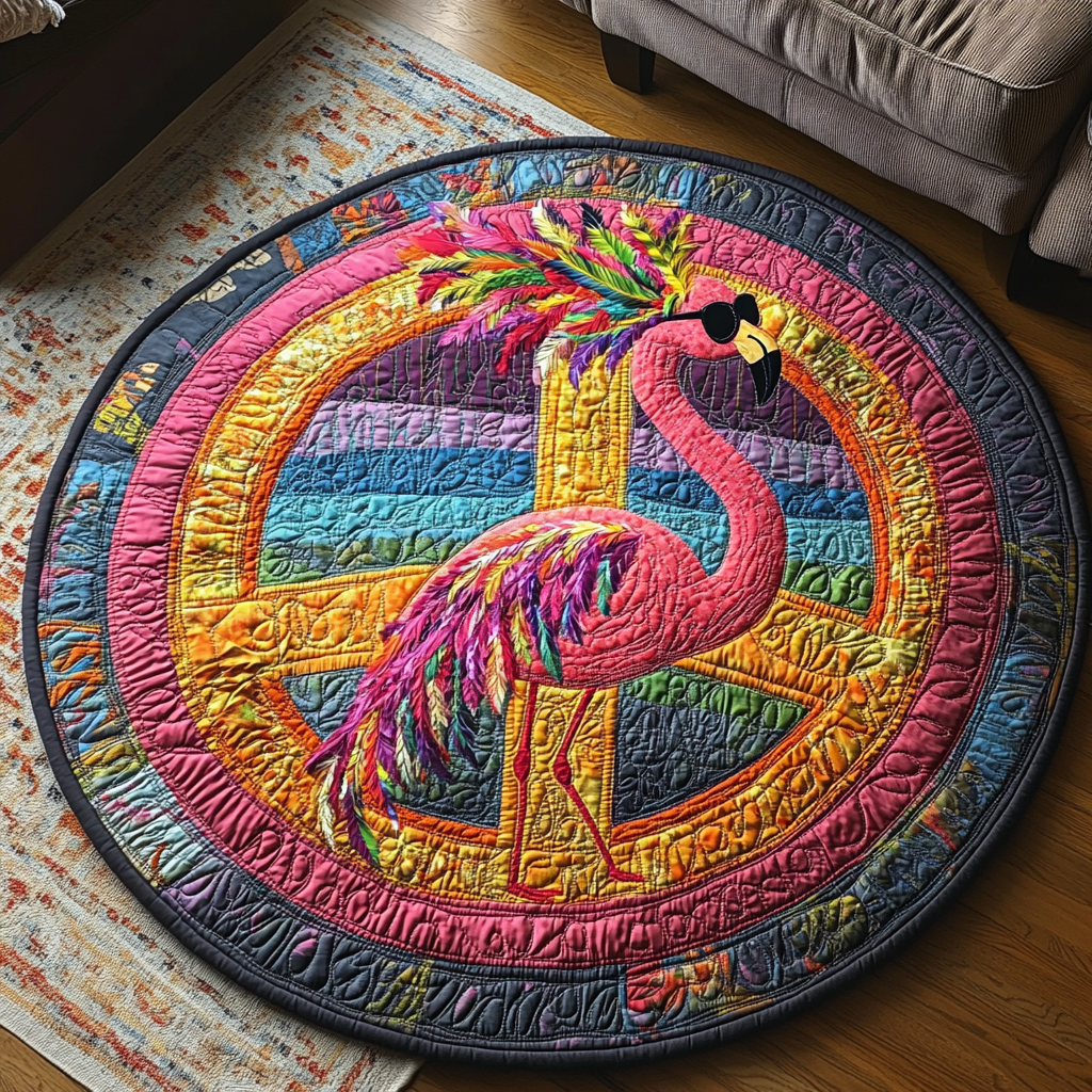 Groovy Quilted Round Mat Outdoor Decor Christmas Gifts For Flower Lovers