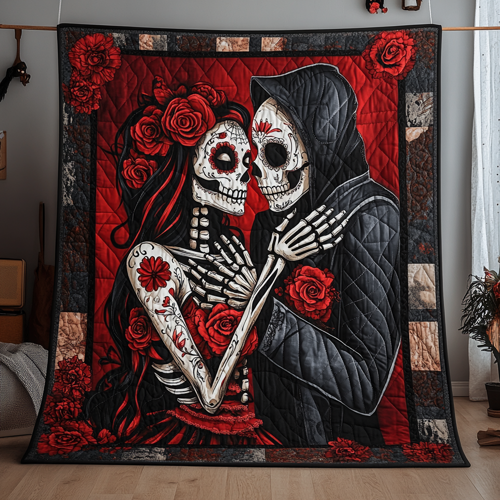 Halloween Couple Quilted Blanket Nice Bed Sheet Sets Day Of The Dead Gifts For Mum