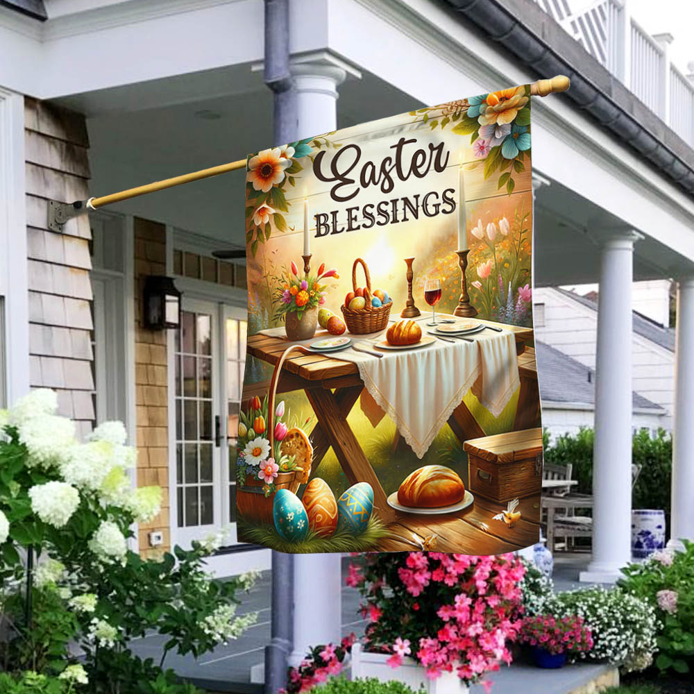 Happy Easter Day Easter Blessings Flag Floral Easter Decor Flag Good Gift For Dad