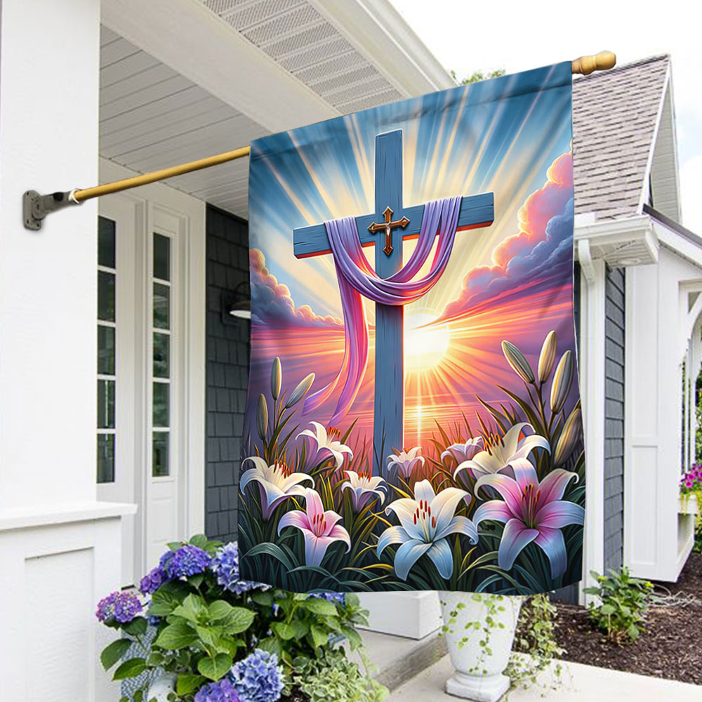 Happy Easter He Is Risen Flag Rustic Easter Decor Garden Flag Gift Ideas For Him