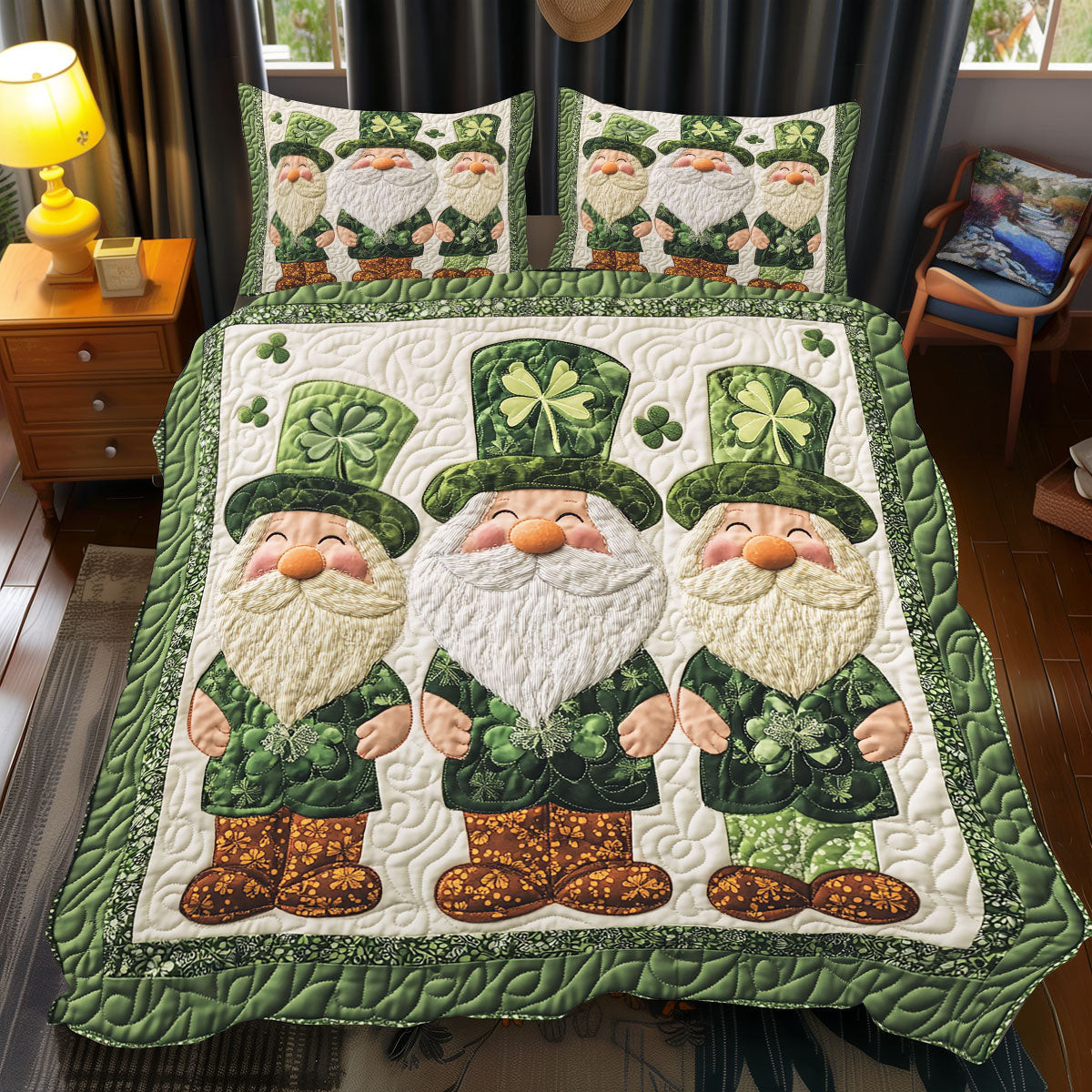 Happy Gnome Duvet Cover Set Quilt Bedding Set Bedspread Cute St Patricks Day Gifts