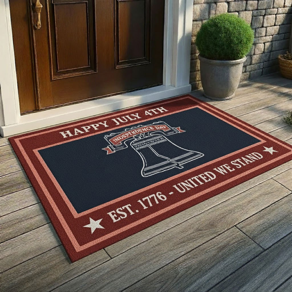 Happy July 4th Est.1776 United We Stand Doormat Front Door Decor Patriotic Gifts For Him