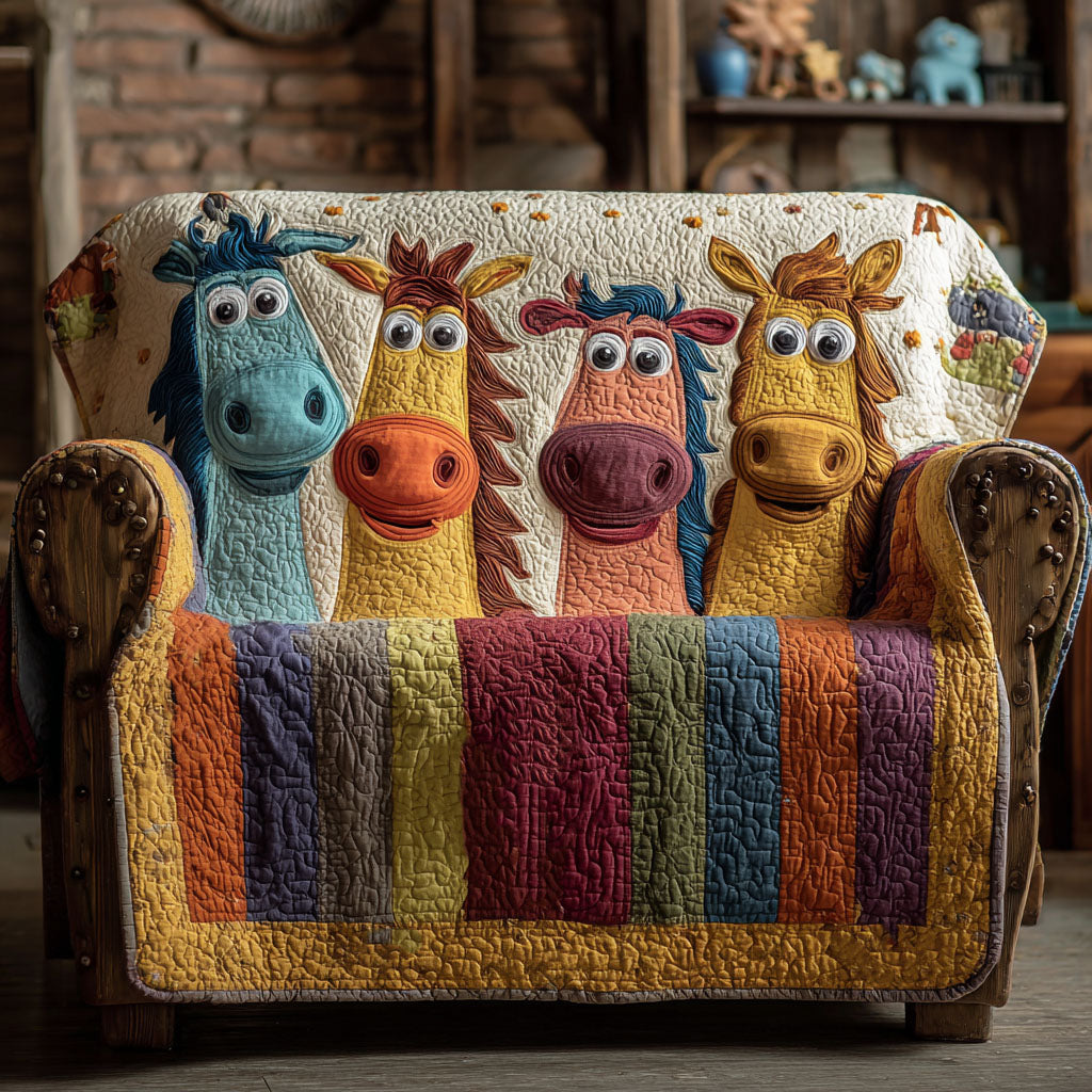Happy Mane Meadow Quilted Sofa Cover The Best Couch Slipcovers Donkey Novelty Gifts