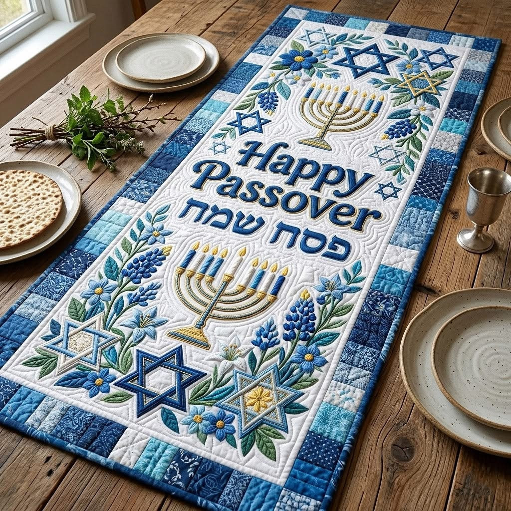 Happy Passover Quilted Table Runner Passover Seder Table Decor Jewish Holiday Gifts Ideas