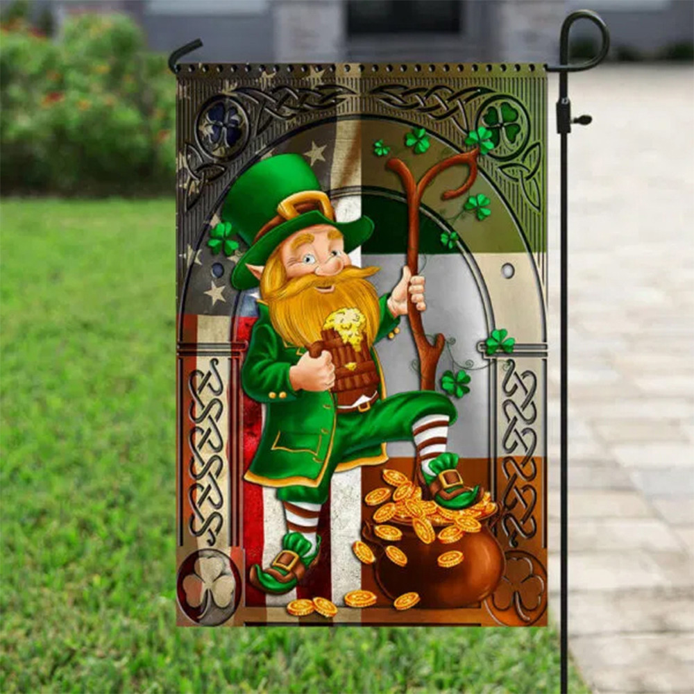 Happy Saint Patrick's Day Irish American Flag Irish Shamrock Green Flag Garden Decoration