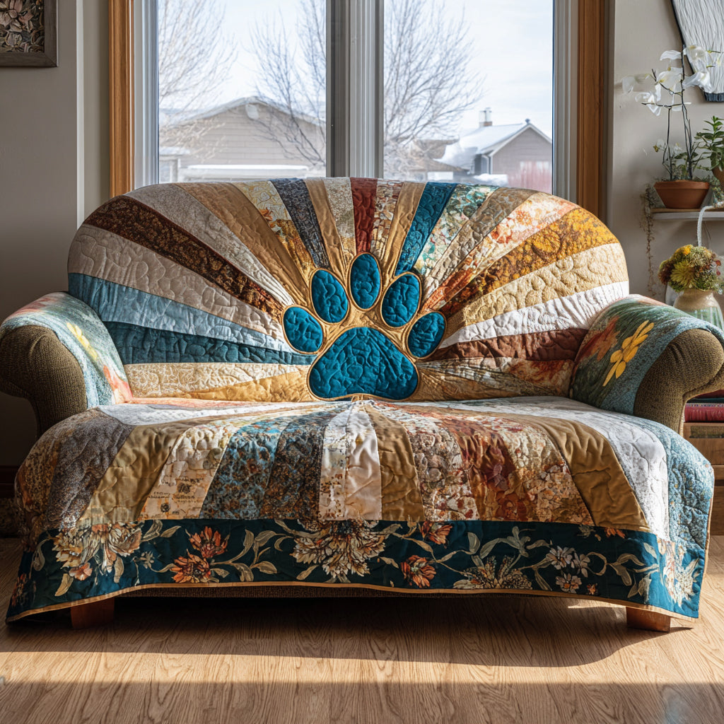 Happy Tracks Quilted Sofa Cover Best Slip Covers For Furniture Gift Idea For Dog Pet Lovers