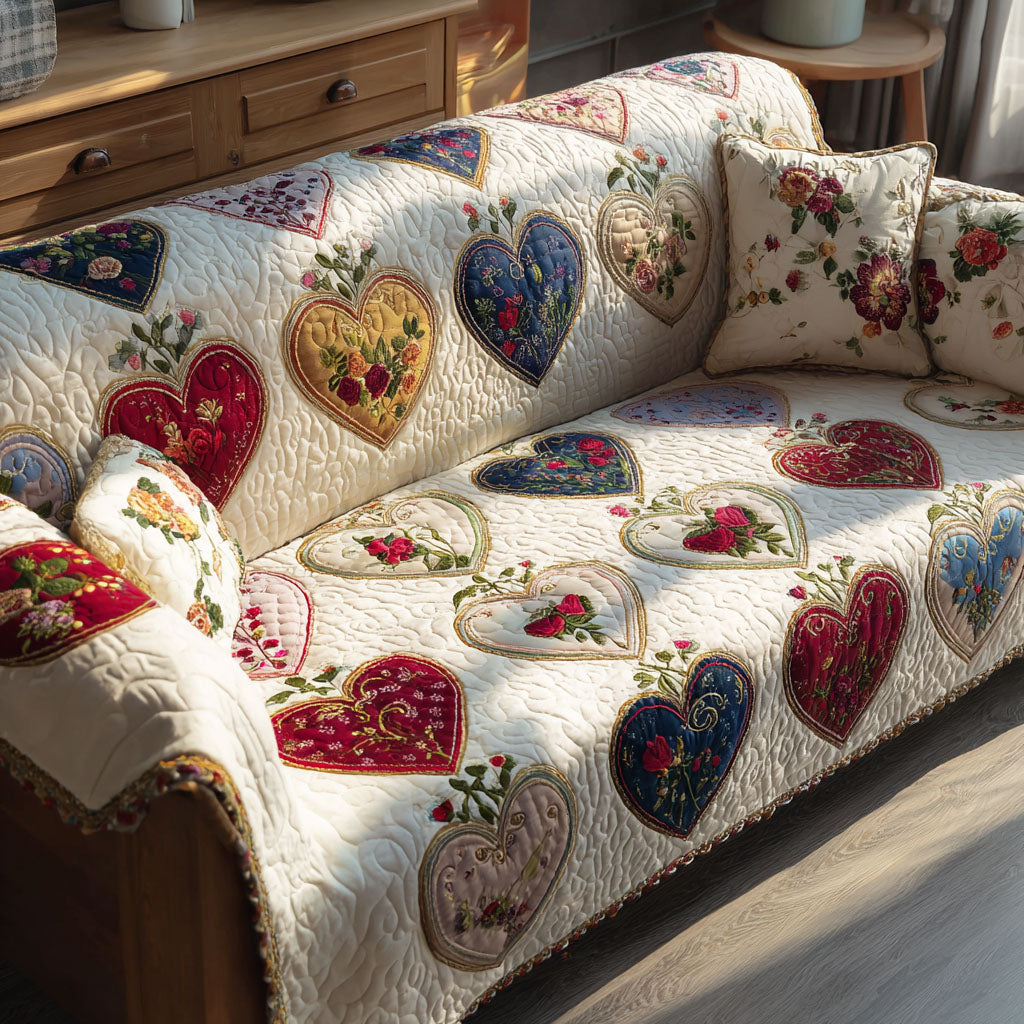 Harmony Hearts Quilted Sofa Cover Nice Sofa Covers Best Valentine Day Gifts For Women