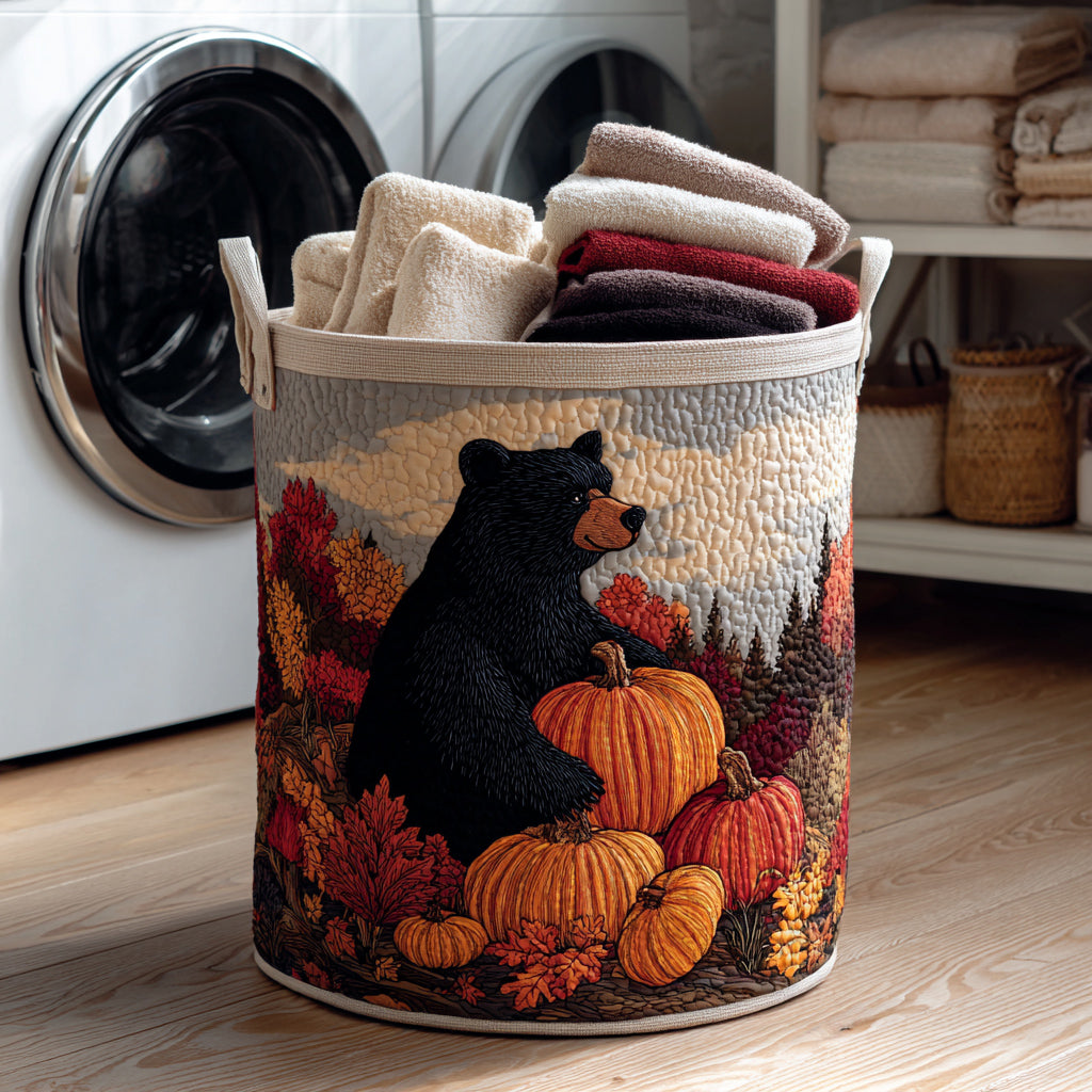 Harvest Bear Quilted Laundry Basket Soft and Durable Quilted Storage Basket for Laundry Room
