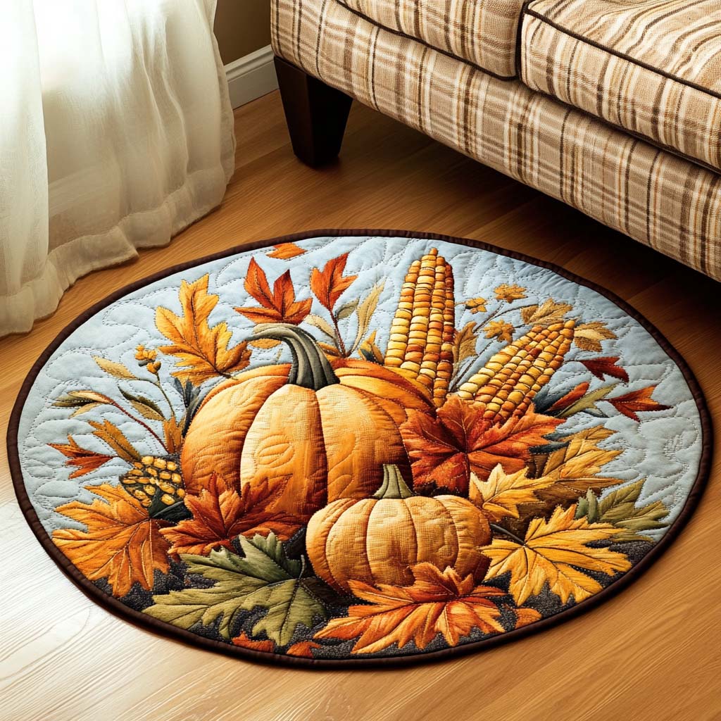 Harvest Medley Quilted Round Mat Christmas Entry Way Decor Good Christmas Gifts For Teenage Guys