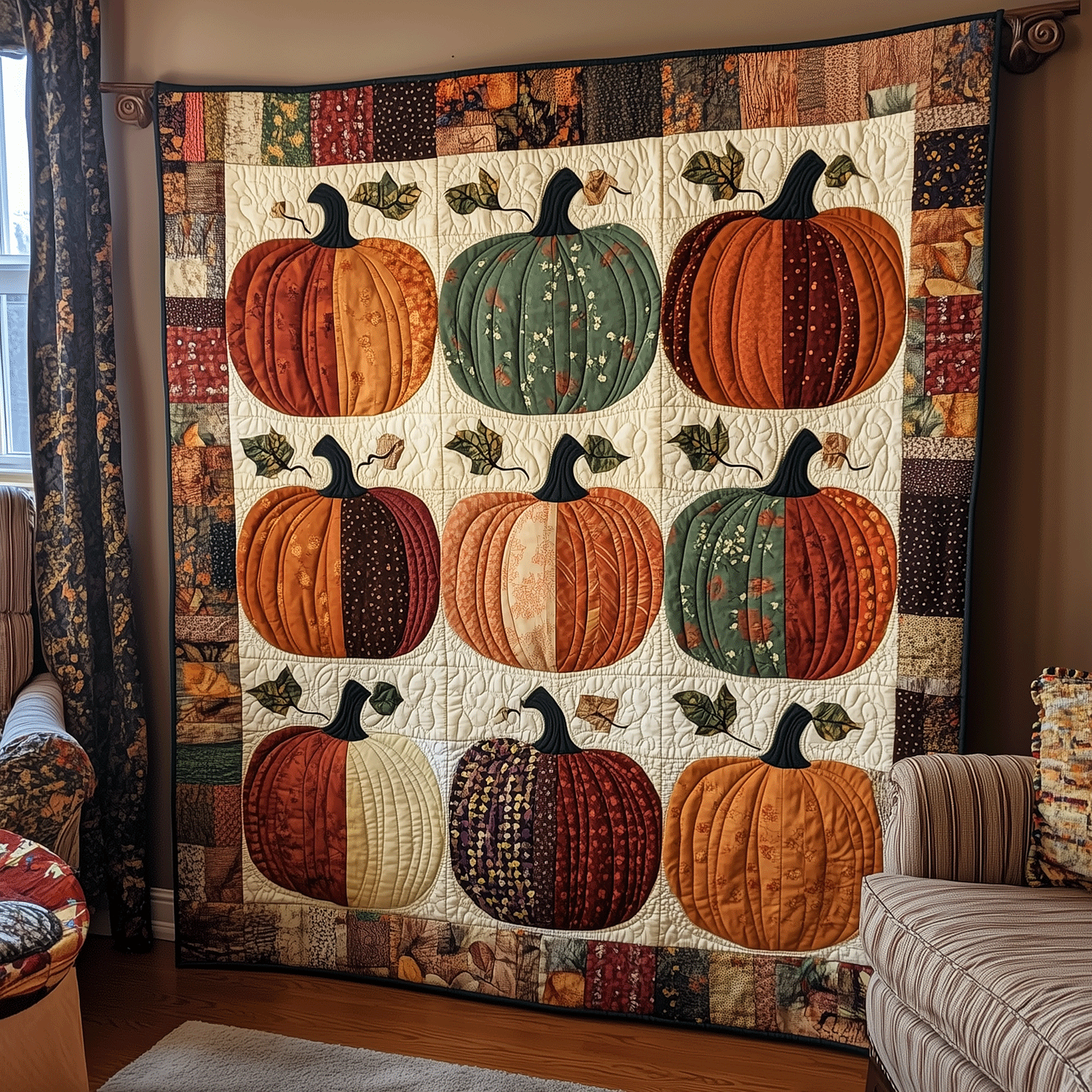 Harvest Pumpkin Quilted Blanket Bedroom Room Decor Halloween Gifts For Her